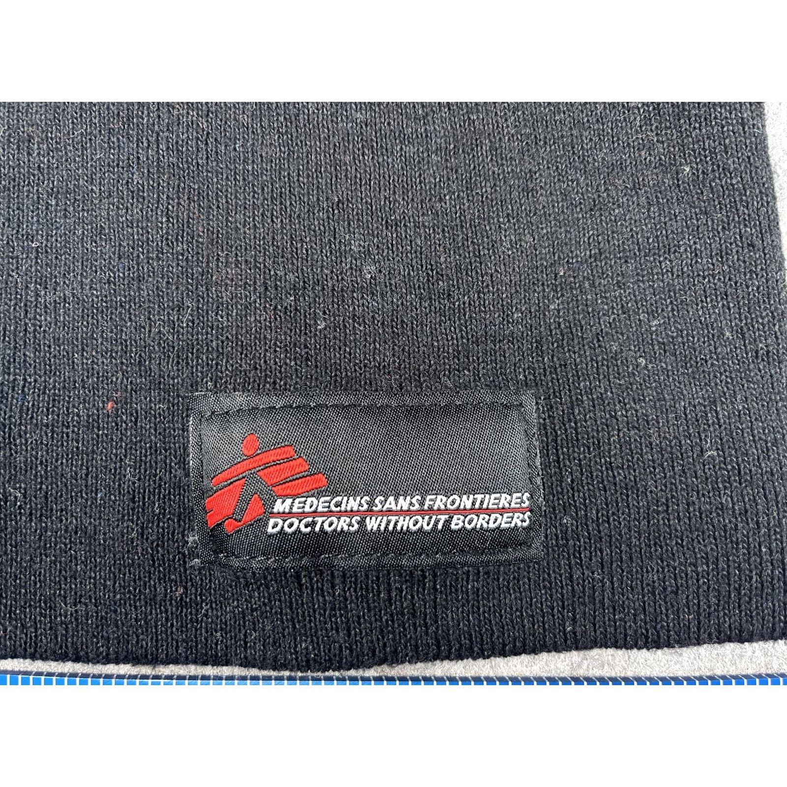 Vintage Medecins Sans Frontieres Beanie Mens One Size Black Knit Logo Winter Size ONE SIZE - 2 Thumbnail