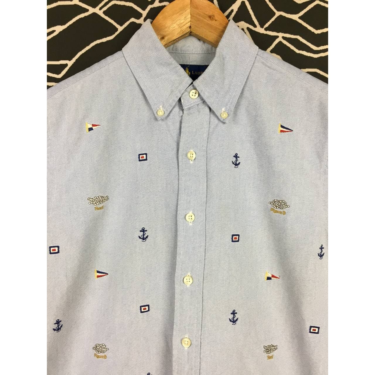 Ralph Lauren × Vintage Vtg Ralph Lauren Nautical Embroidered Oxford Shirt Size US S / EU 44-46 / 1 - 3 Thumbnail