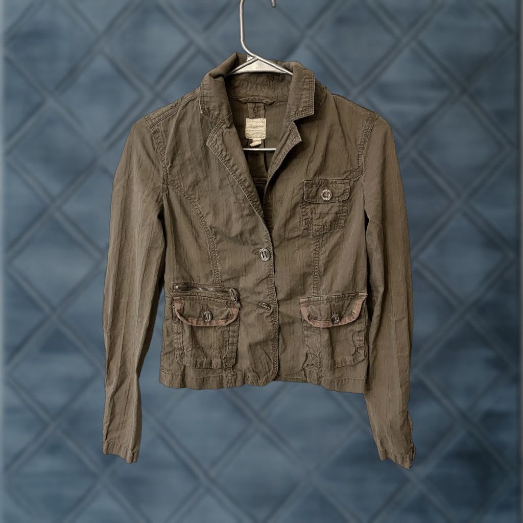 Aeropostale AEROPOSTALE Womens Jacket Shirt Button Up Brown 100% Cotton S Peacoat Vintage Casual Mens Womens Boys Girls Size S / US 4 / IT 40 - 1 Thumbnail