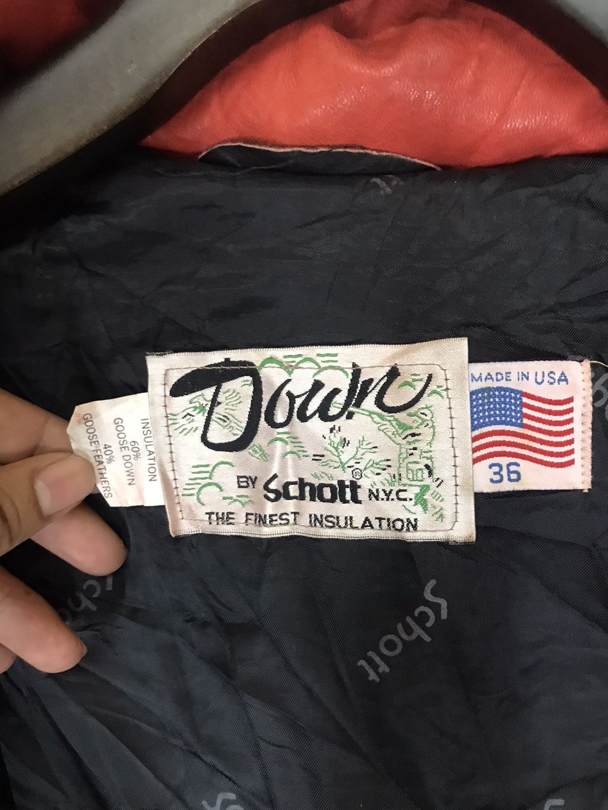 Schott × Vintage ‼️RARELY‼️VTG SCHOTT LEATHER DOWN PUFFER BOMBER JACKET‼️ Size US M / EU 48-50 / 2 - 9 Thumbnail