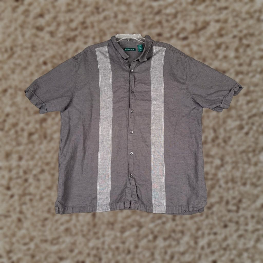 Cubavera Cubavera Shirt 2XL Gray Button-Up Short Sleeve Collared Aloha Beach Hawaiian Vacation Resort Cotton Blend Men’s Size US XXL / EU 58 / 5 - 1 Thumbnail