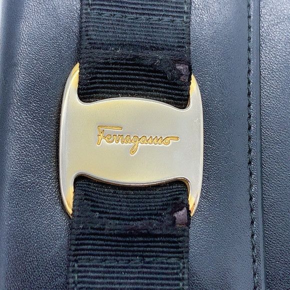 Salvatore Ferragamo Salvatore Ferragamo Black Leather Wallet with Gold Accent Size ONE SIZE - 10 Thumbnail