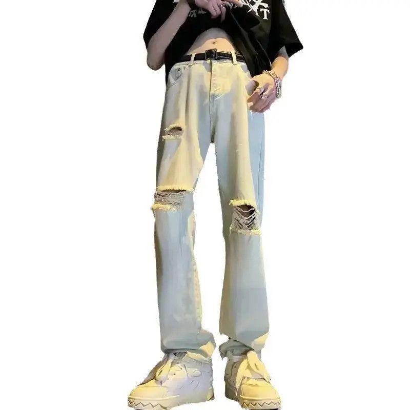 Japanese Brand Loose straight tube mud dyed ripped jeans Size US 32 / EU 48 - 5 Thumbnail