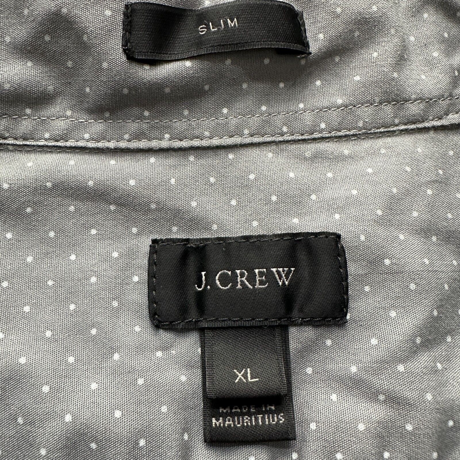 J.Crew J.Crew Shirt Men's XL Gray Polka Dot Cotton Slim Long Sleeve Size US XL / EU 56 / 4 - 5 Thumbnail