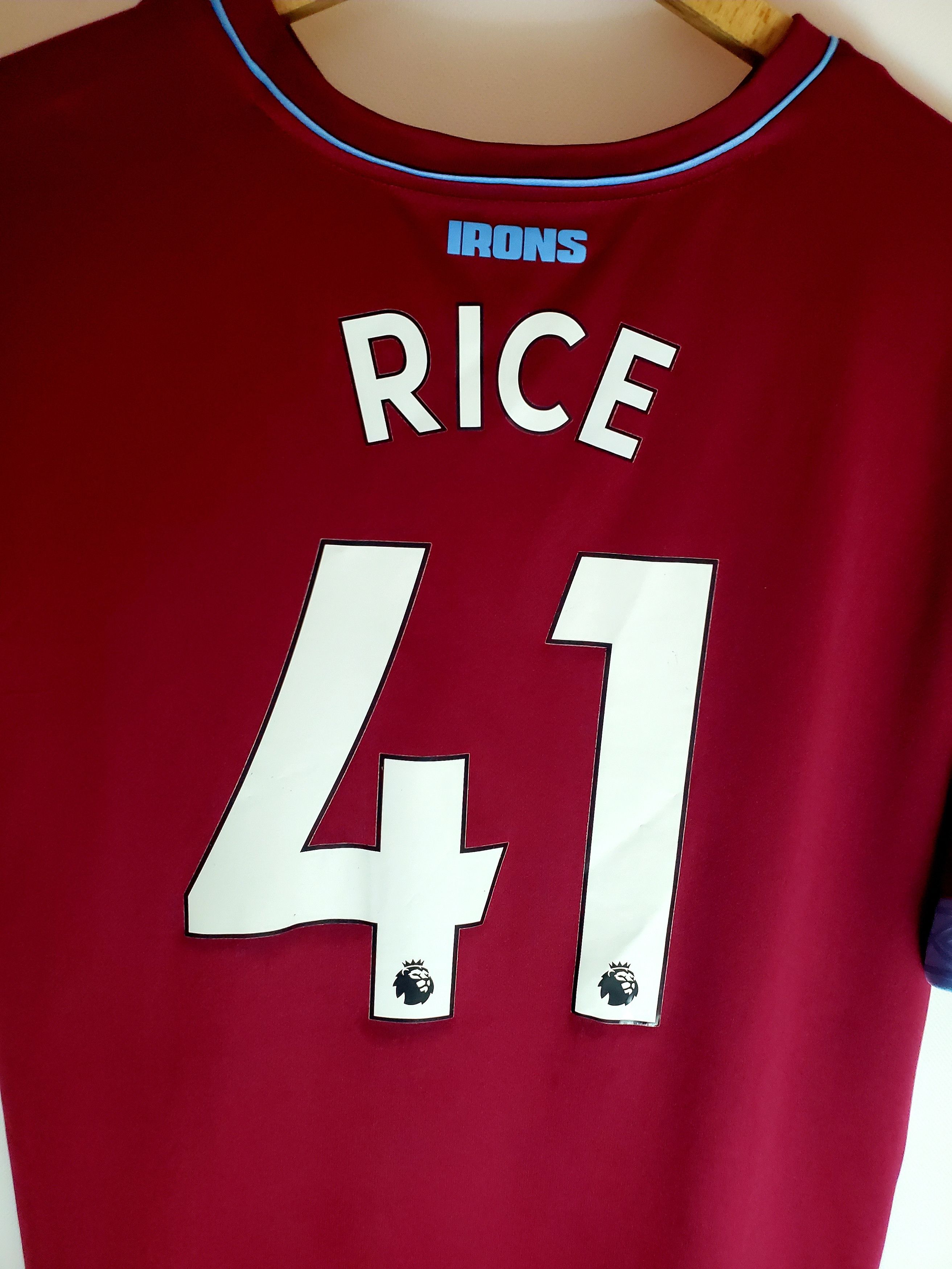 Umbro 2018-19 West Ham United Home Shirt # 41 Rice perfect condi Size US XXL / EU 58 / 5 - 9 Thumbnail