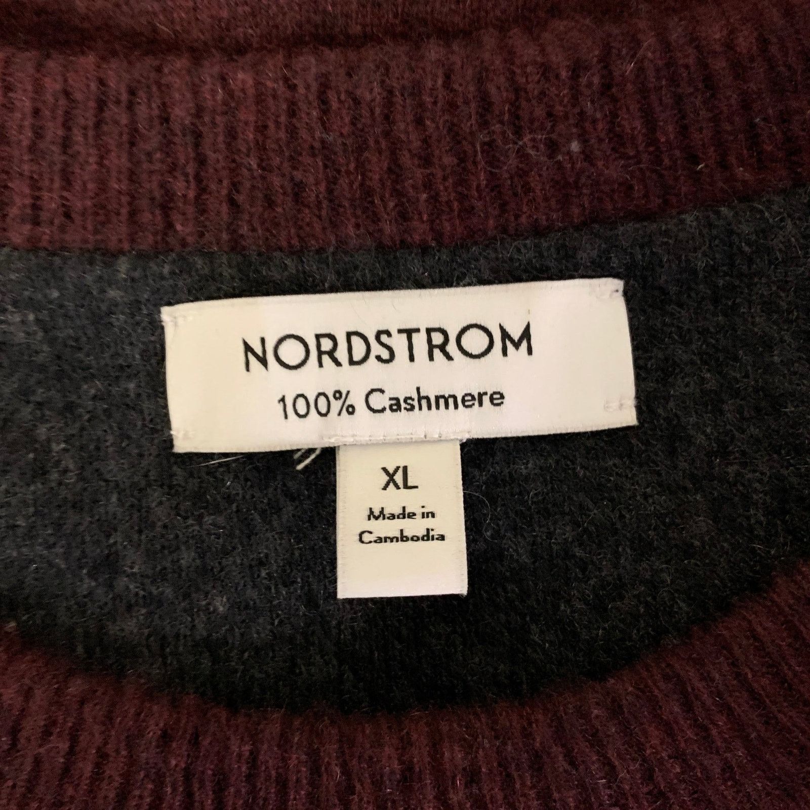 Nordstrom NORDSTROM Burgundy Knitted Cashmere Crew-Neck Sweater Size US XL / EU 56 / 4 - 5 Thumbnail