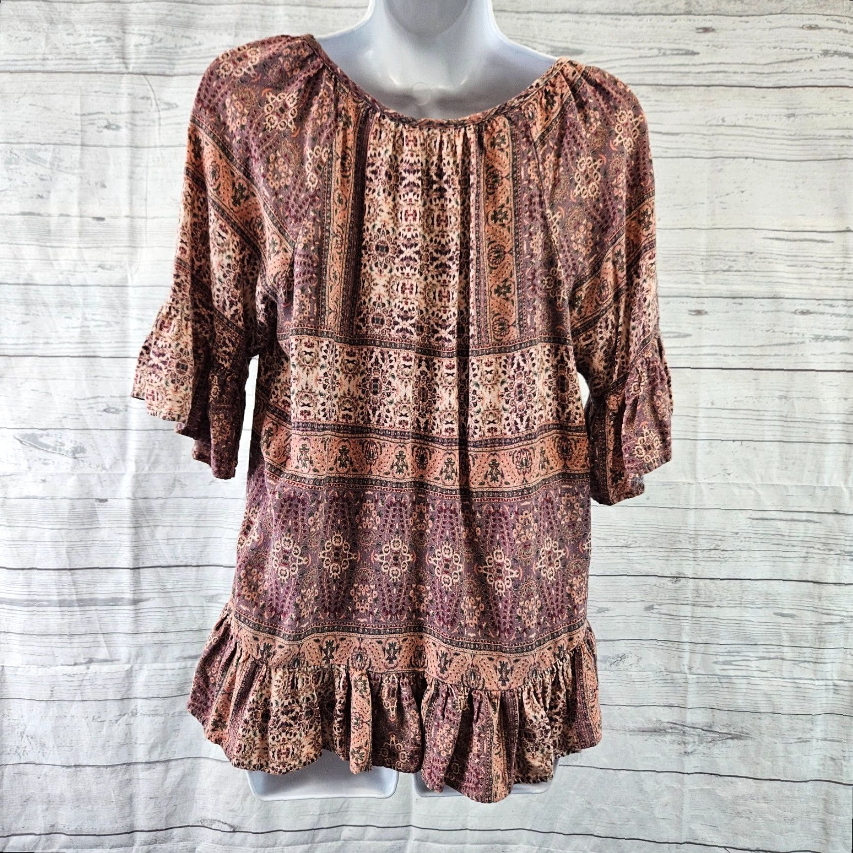 Vintage Knox Rose Womens Blouse M Purple Pink Rayon Half Sleeves Shirt Women Size M / US 6-8 / IT 42-44 - 4 Thumbnail