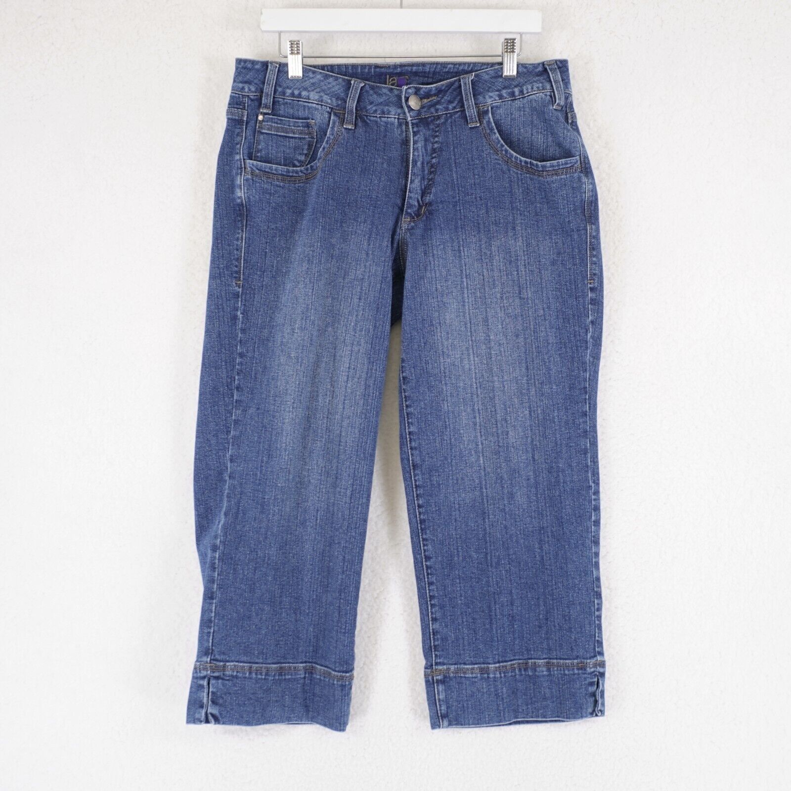 Designer Jag Stretch Blue Denim Capri Jeans Size 14 Mid Rise 32/25 Size 36" / US 14 / IT 50 - 1 Thumbnail
