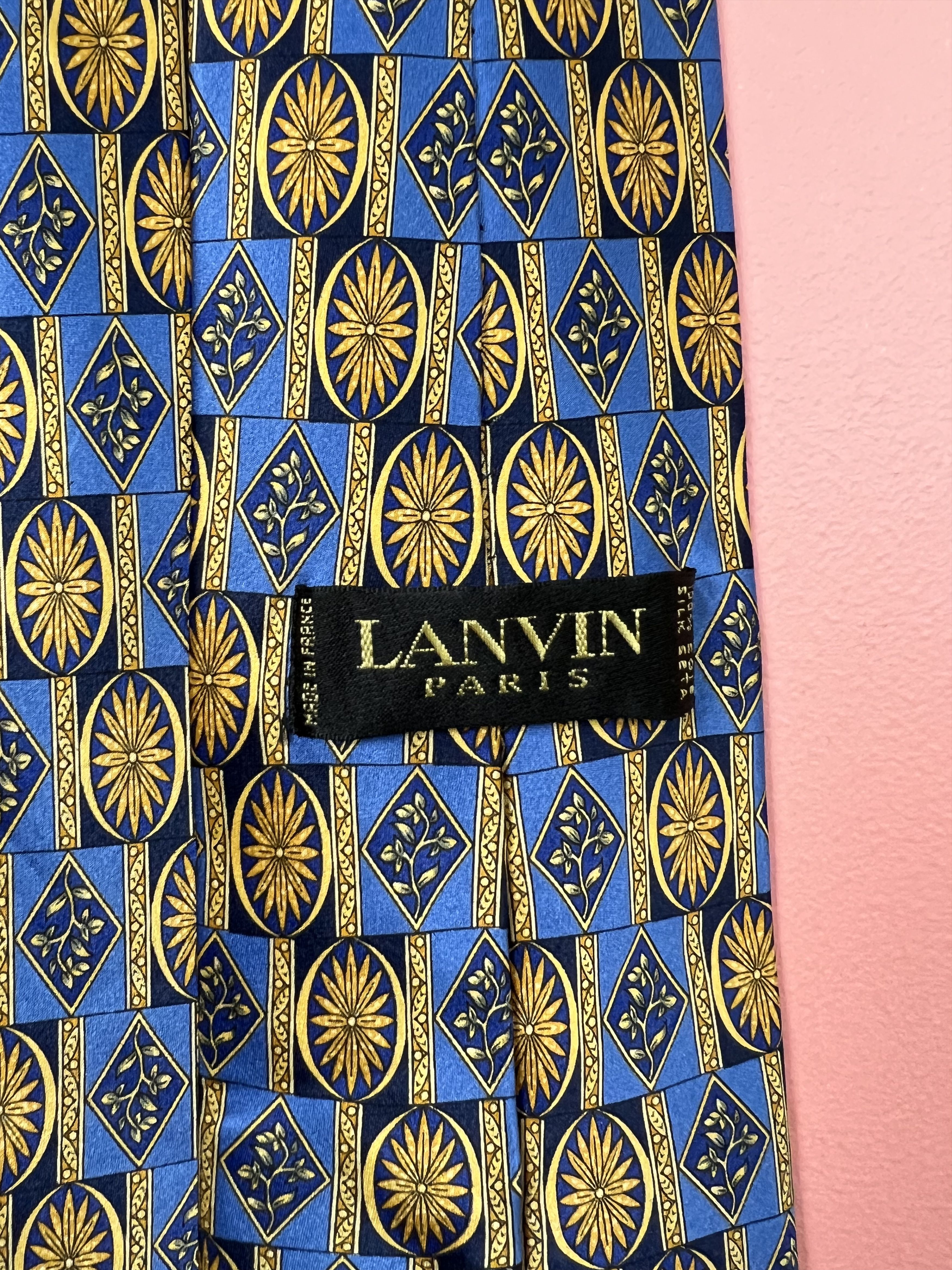 Lanvin Lanvin gold blue tie streetwear Paris France luxury silk Size ONE SIZE - 2 Thumbnail