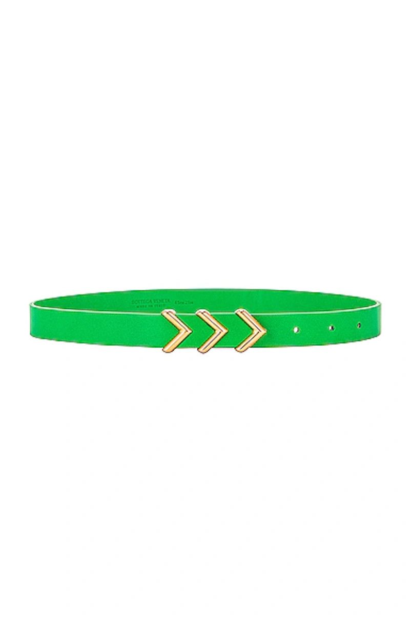 Bottega Veneta BOTTEGA VENETA green & gold chevron leather belt 90 Size ONE SIZE - 4 Thumbnail