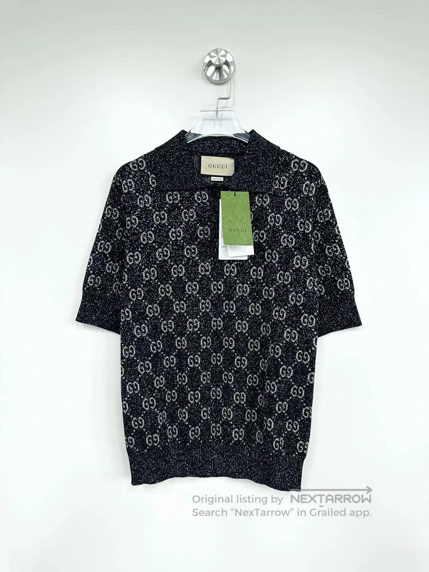 Gucci Guicci Black and Gold Thread Full Print Letter Logo Knit S Size US M / EU 48-50 / 2 - 1 Thumbnail