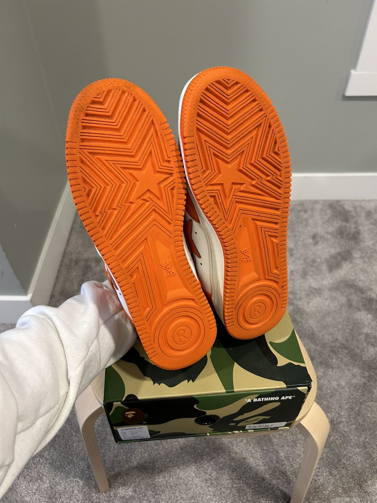 Bape A Bathing Ape Original Bapesta Low 'Orange White' Size US 10 / EU 43 - 9 Thumbnail