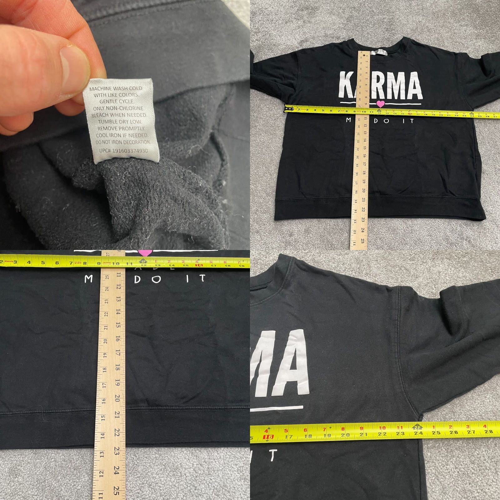 Vintage Wound Up Graphic Pullover Sweatshirt Womens 3XL Black Karma Made Me Do It Casual Size XXL / US 16-18 / IT 52-54 - 8 Thumbnail