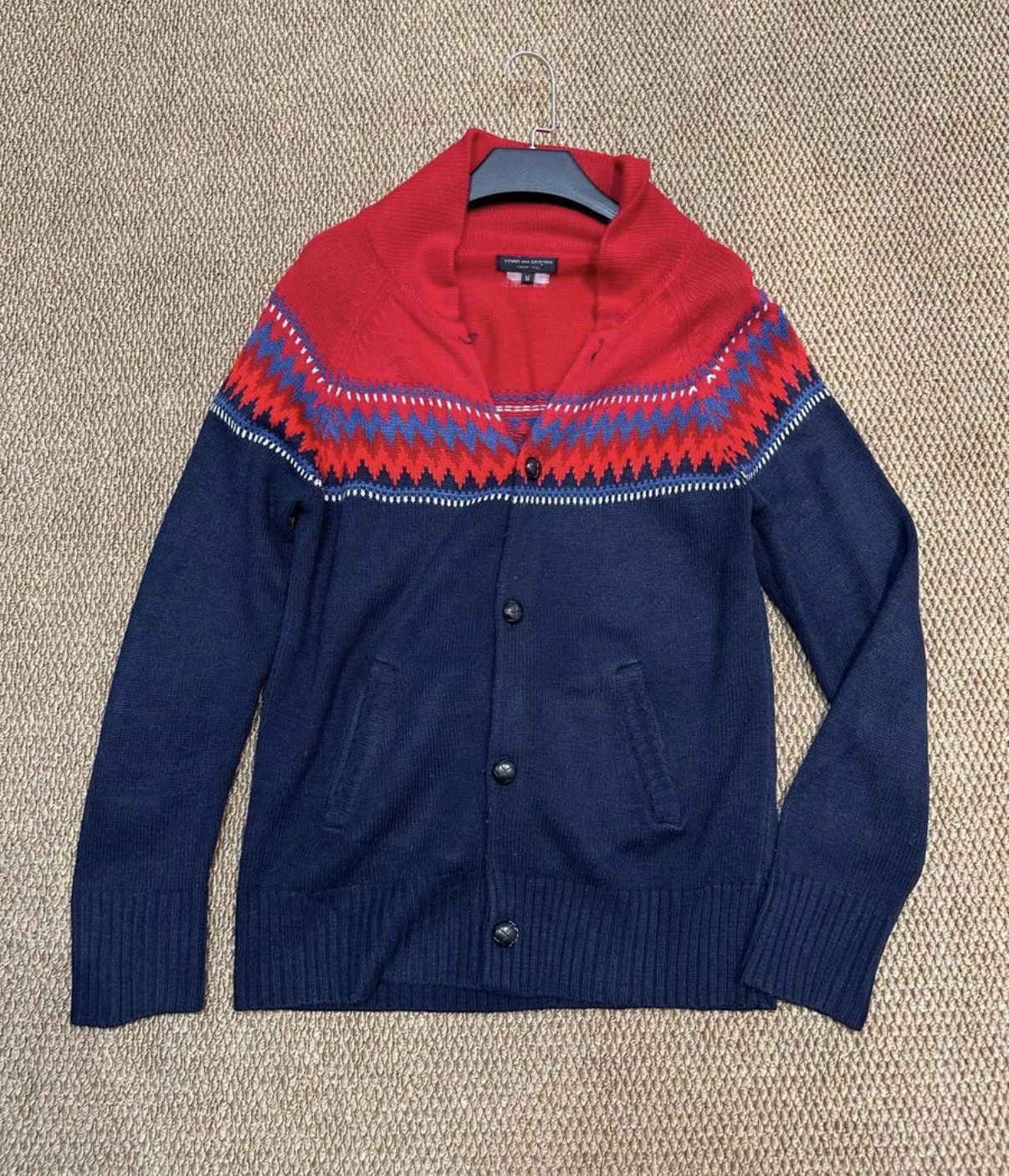 Comme des Garcons Homme Plus COMME des GARÇONS HOMME PLUS Color-Block Knit Cardigan K23 Size US M / EU 48-50 / 2 - 1 Thumbnail