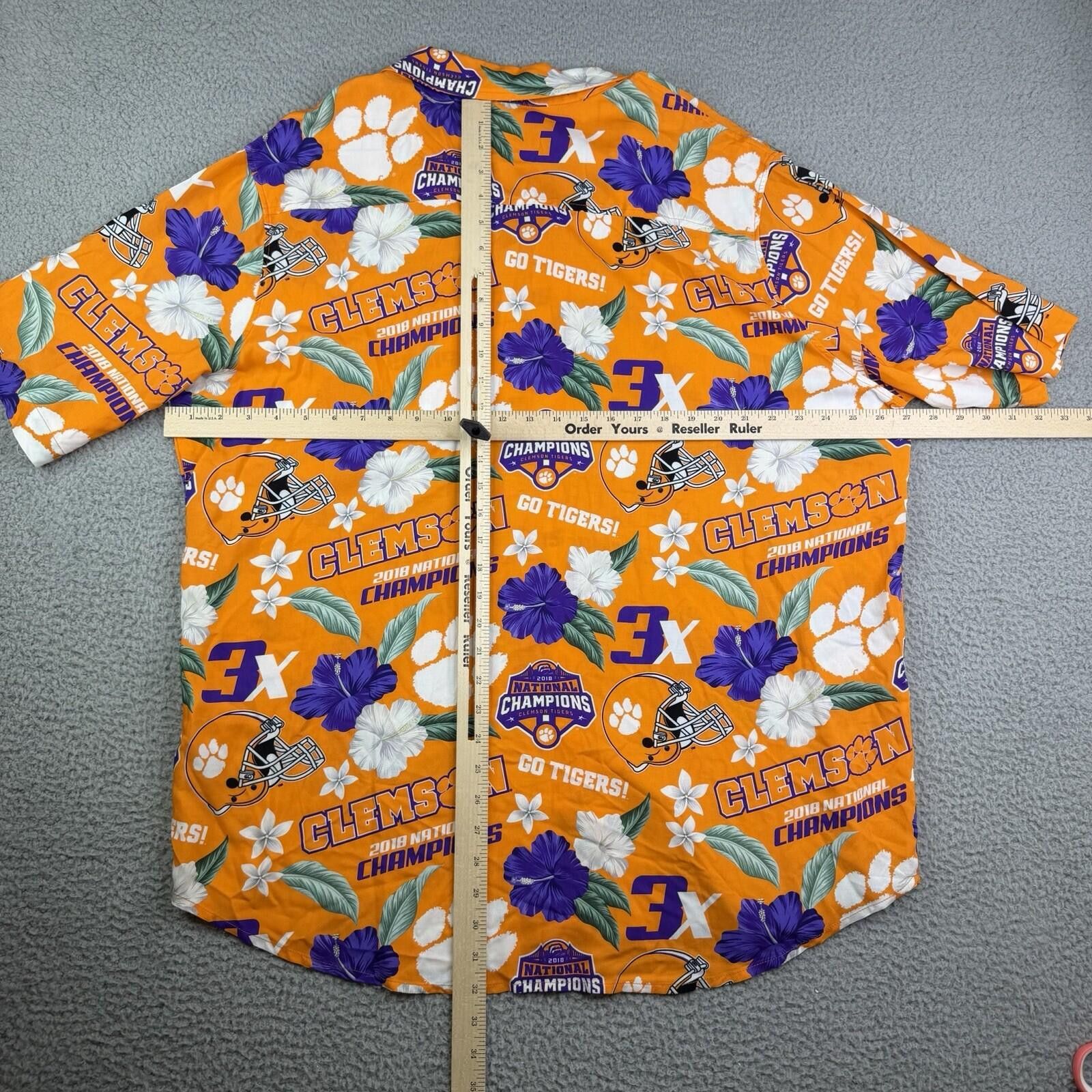 Champion Clemson Tigers Hawaiian 2XL Shirt Orange National Champions Size ONE SIZE - 8 Thumbnail
