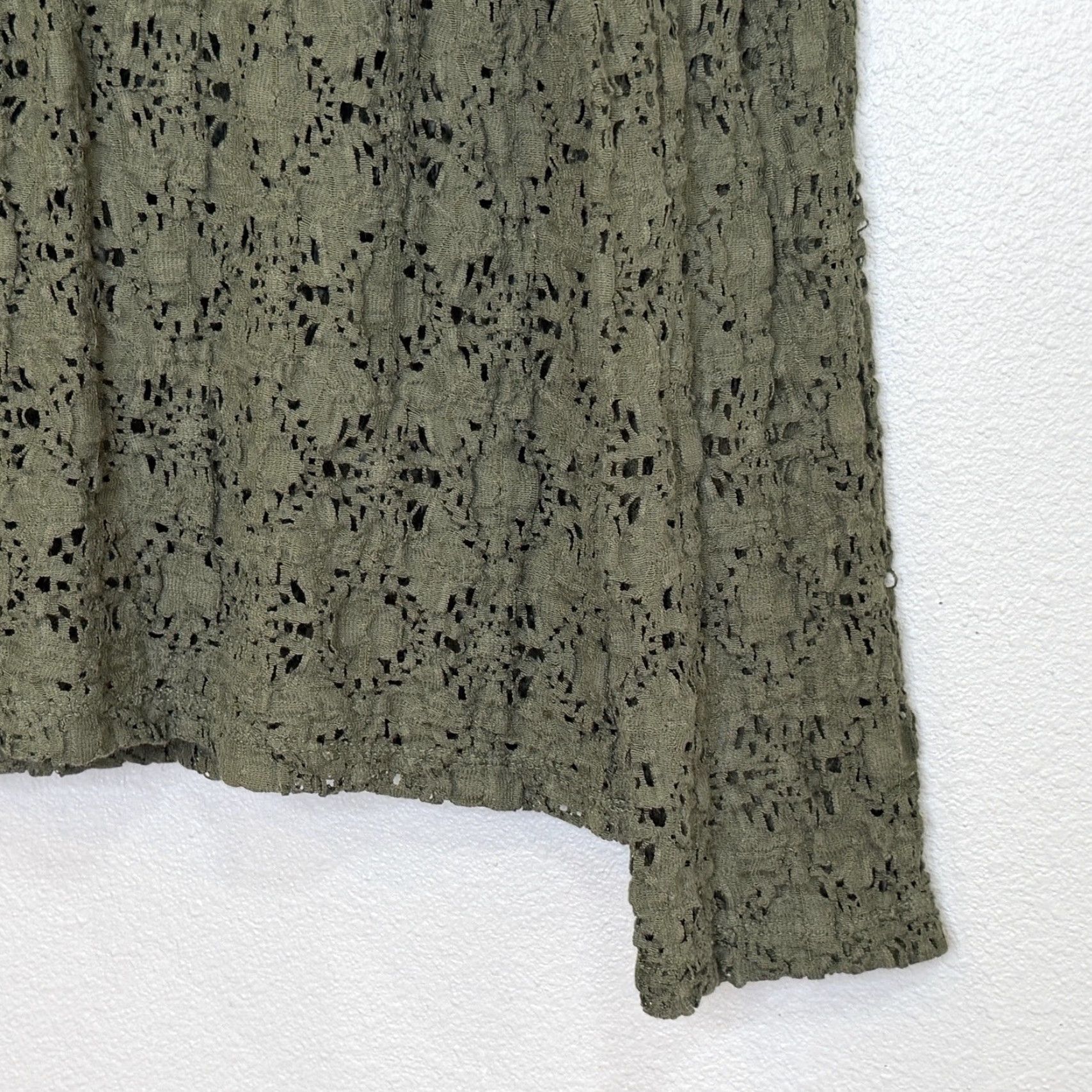 Gap VINTAGE Gap Top Womens S Army Green Pucker Lace Long Sleeve Round Neck Y2K Fairy Size S / US 4 / IT 40 - 3 Thumbnail