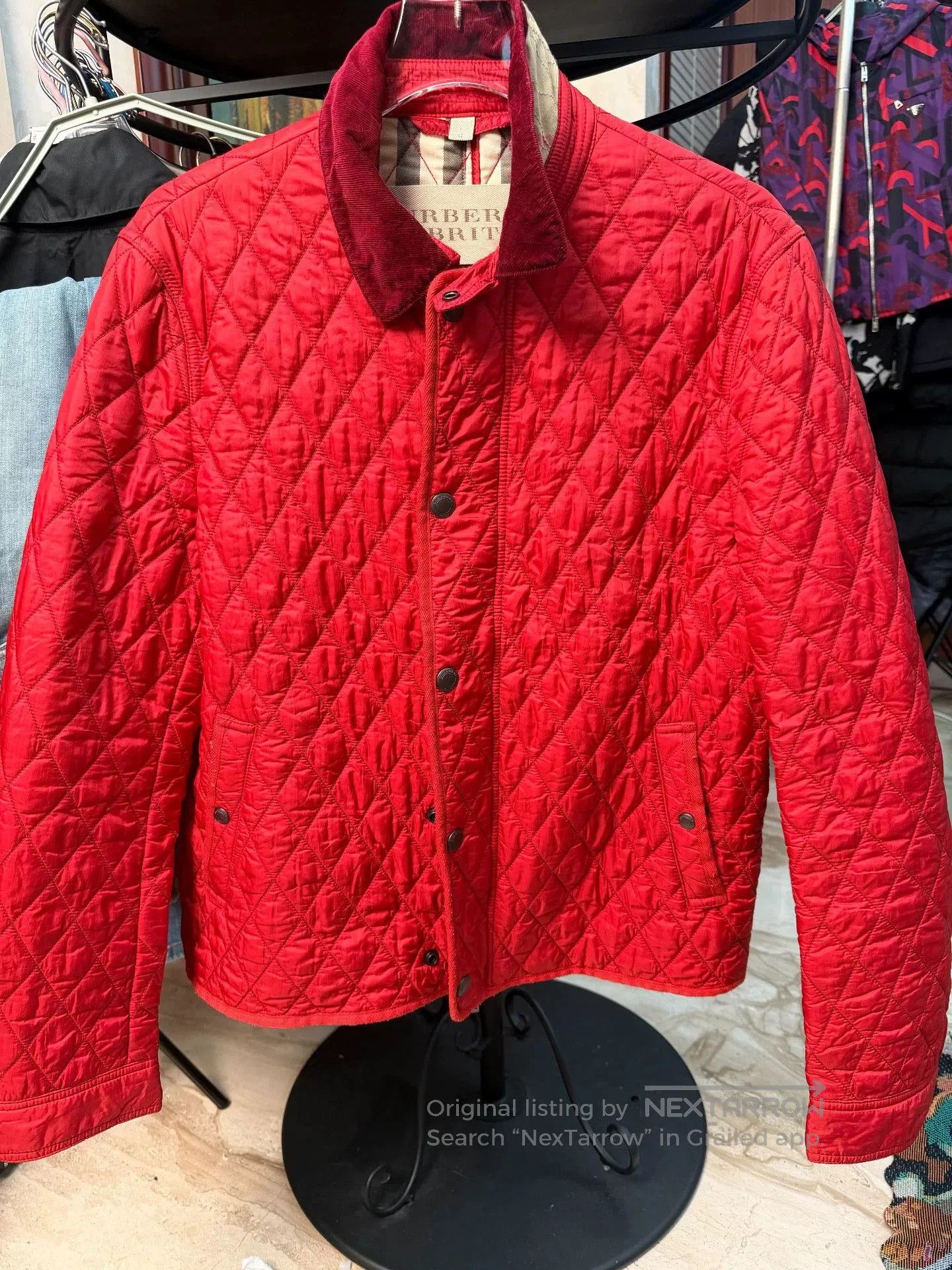 Burberry Burberry Brit Red Quilted Cotton Jacket. Size US L / EU 52-54 / 3 - 1 Thumbnail