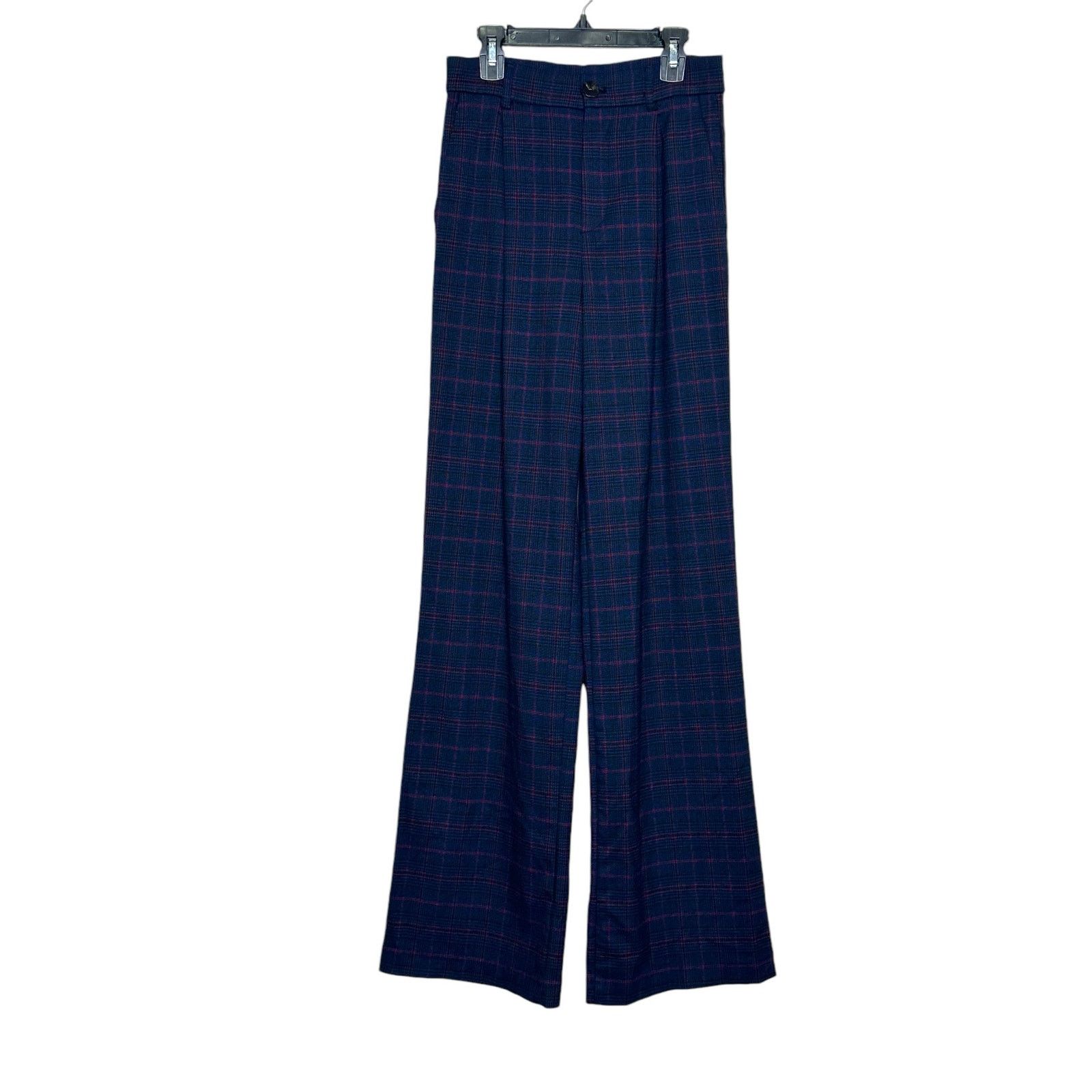 Zara Zara blue plaid wide leg pleated pants size XS Size 26" / US 2 / IT 38 - 12 Thumbnail