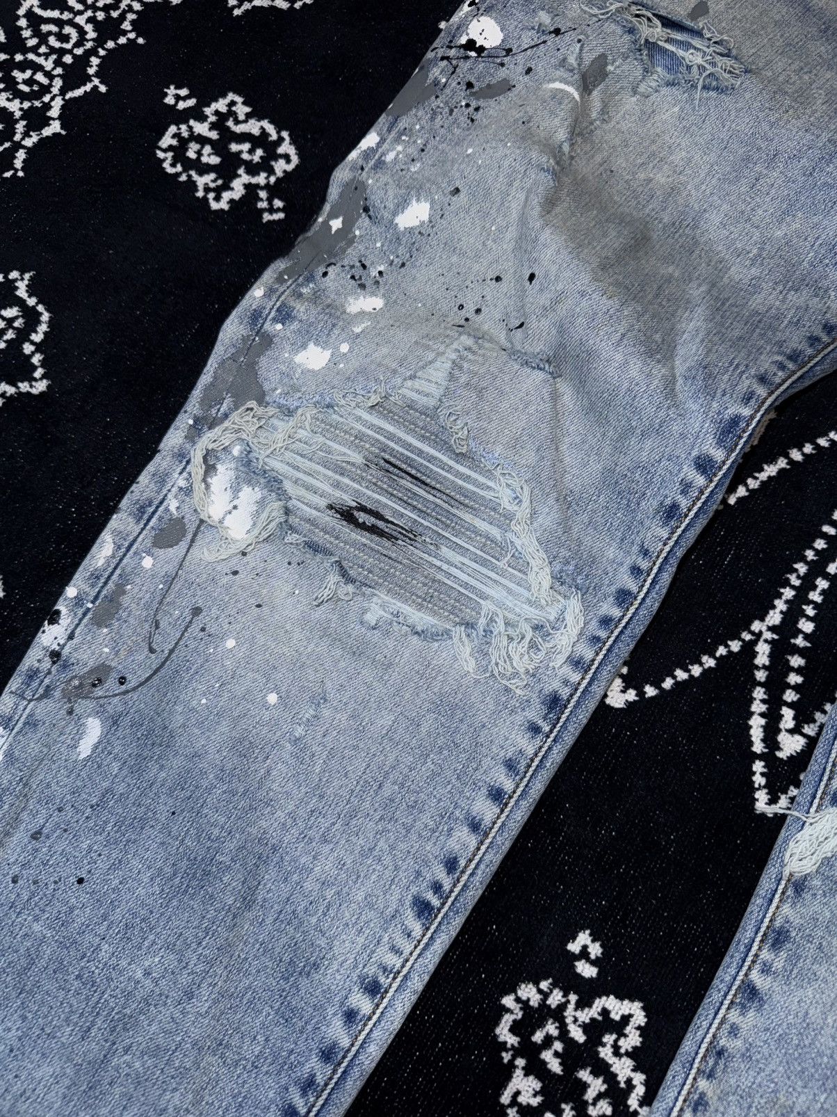 Amiri AMIRI MX1 PAINTED BLUE JEANS Size US 34 / EU 50 - 6 Thumbnail