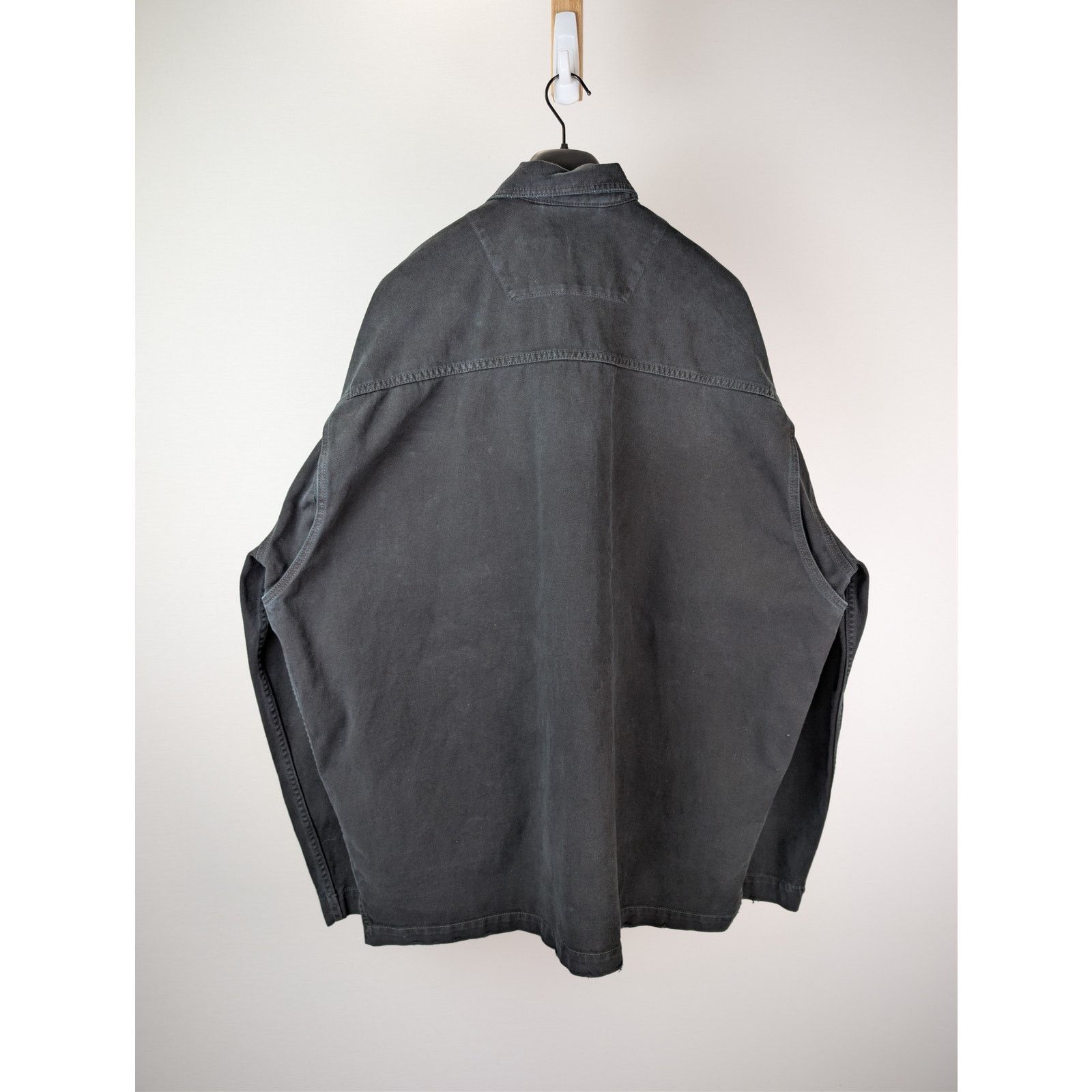 Balenciaga o1rshd1 Left-Hand Denim Cargo Shirt in Sunbleached Black Size US M / EU 48-50 / 2 - 11 Thumbnail