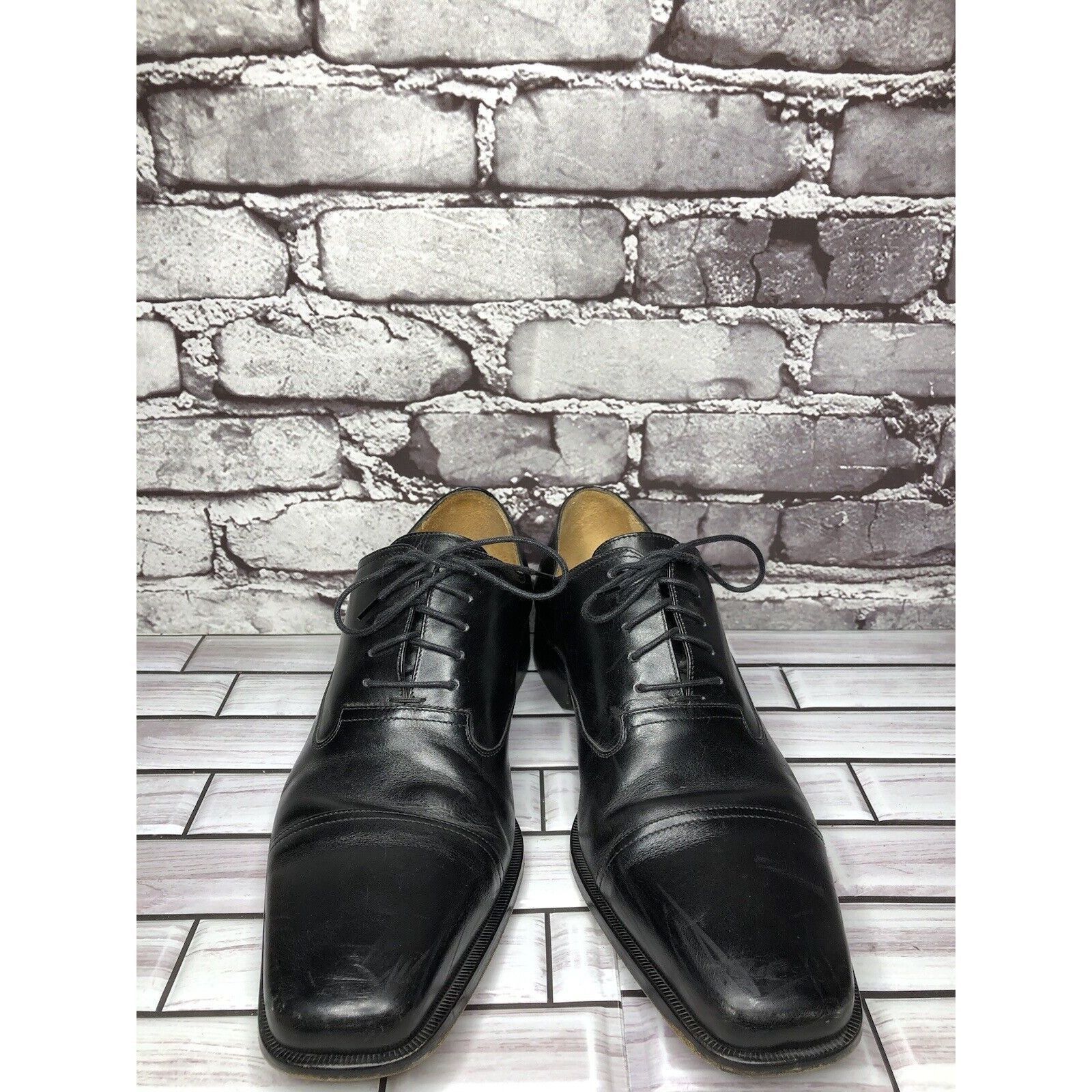 Mezlan Mezlan Lancer Black Leather Square Cap Toe Lace Oxfords Shoe Size US 10 / EU 43 - 10 Thumbnail