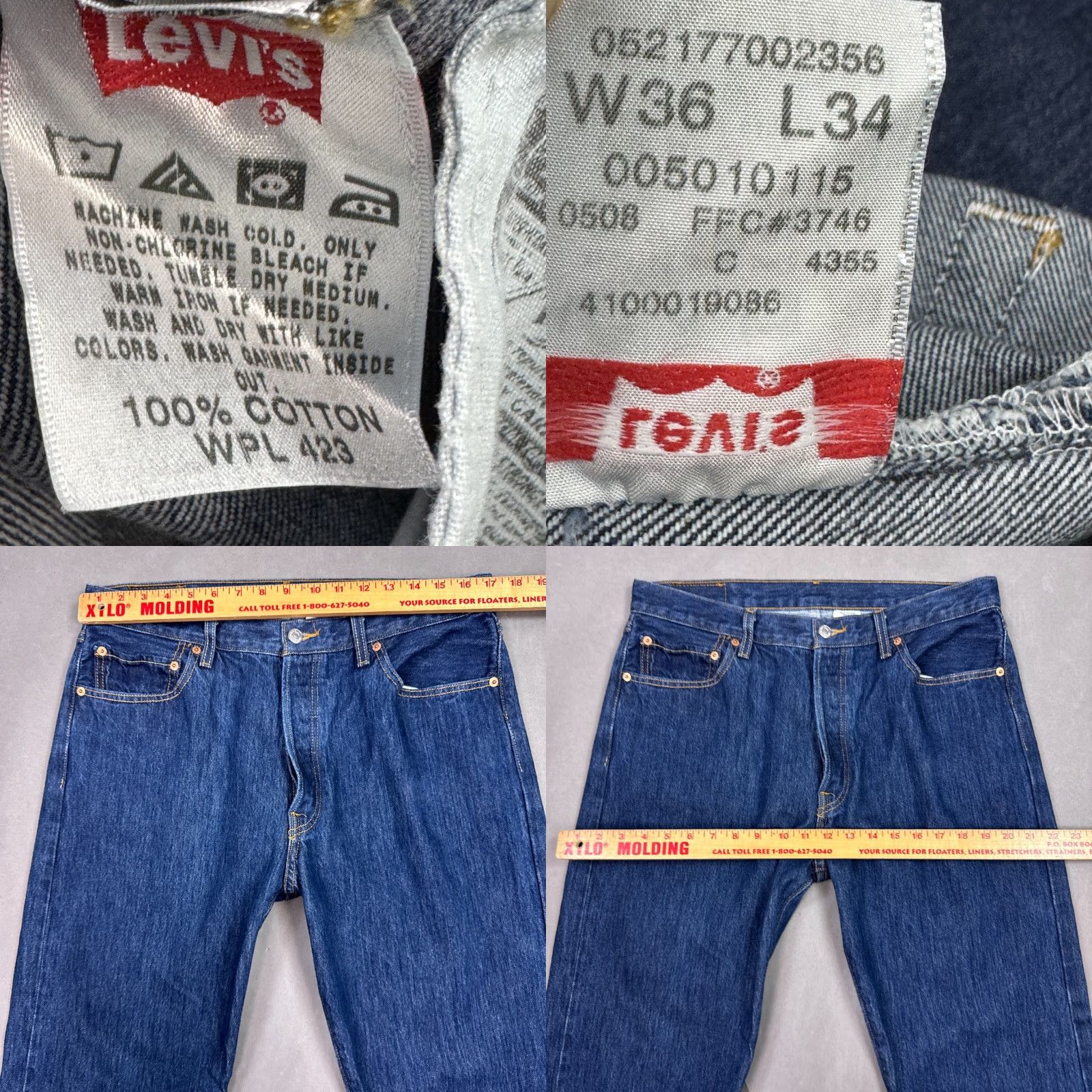 Levi's Levi's 501 Jeans Mens 34x34 Blue Denim Pant Button Fly Dark Work Regular Size US 36 / EU 52 - 8 Thumbnail