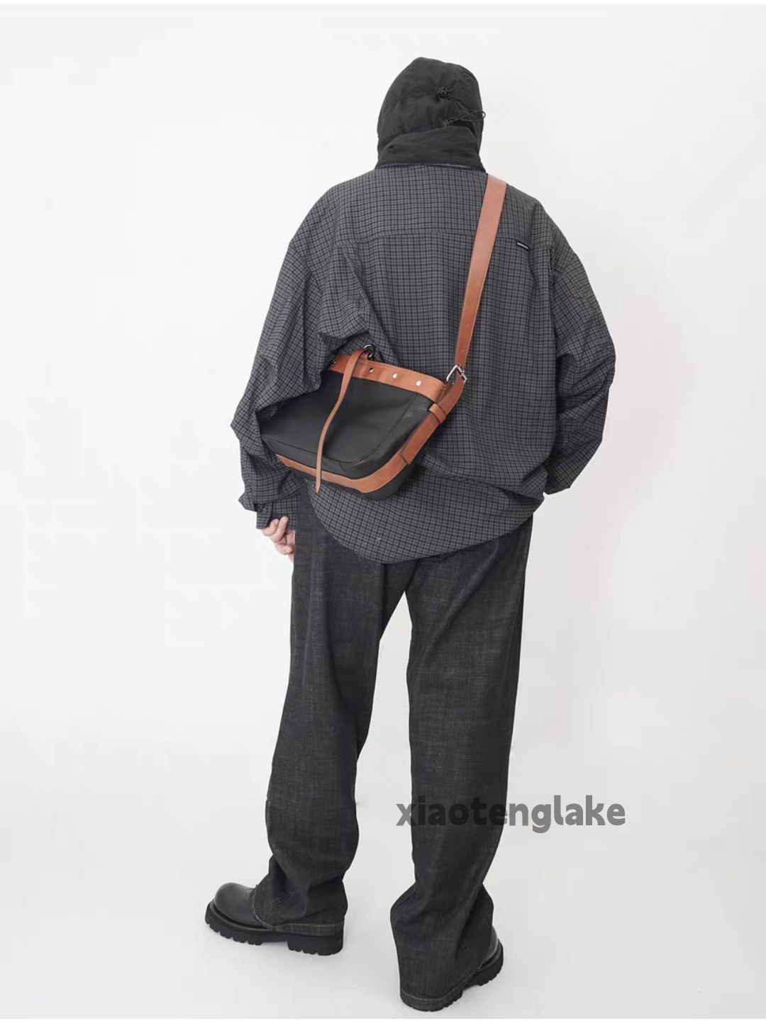 Unisex utility punk hiphop patchwork crossbody bag