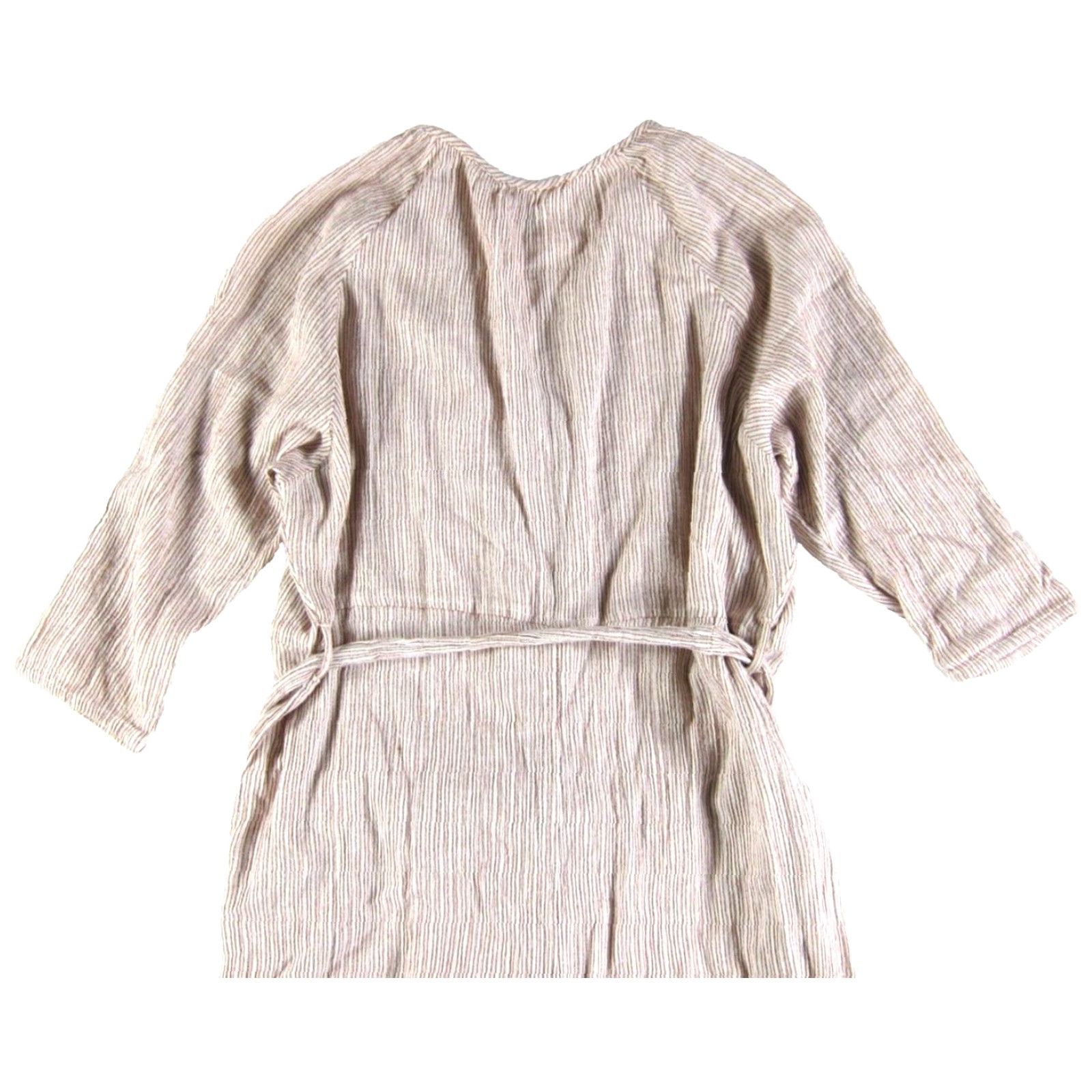 Vintage World Market Jumpsuit Women's Stripe 100% Cotton V-Neck Wide-Leg L-XL Brown Pattern Striped Pocket 50s 60s 70s 80s 90s Clothing Distressed Vintage Size 36" / US 14 / IT 50 - 6 Thumbnail