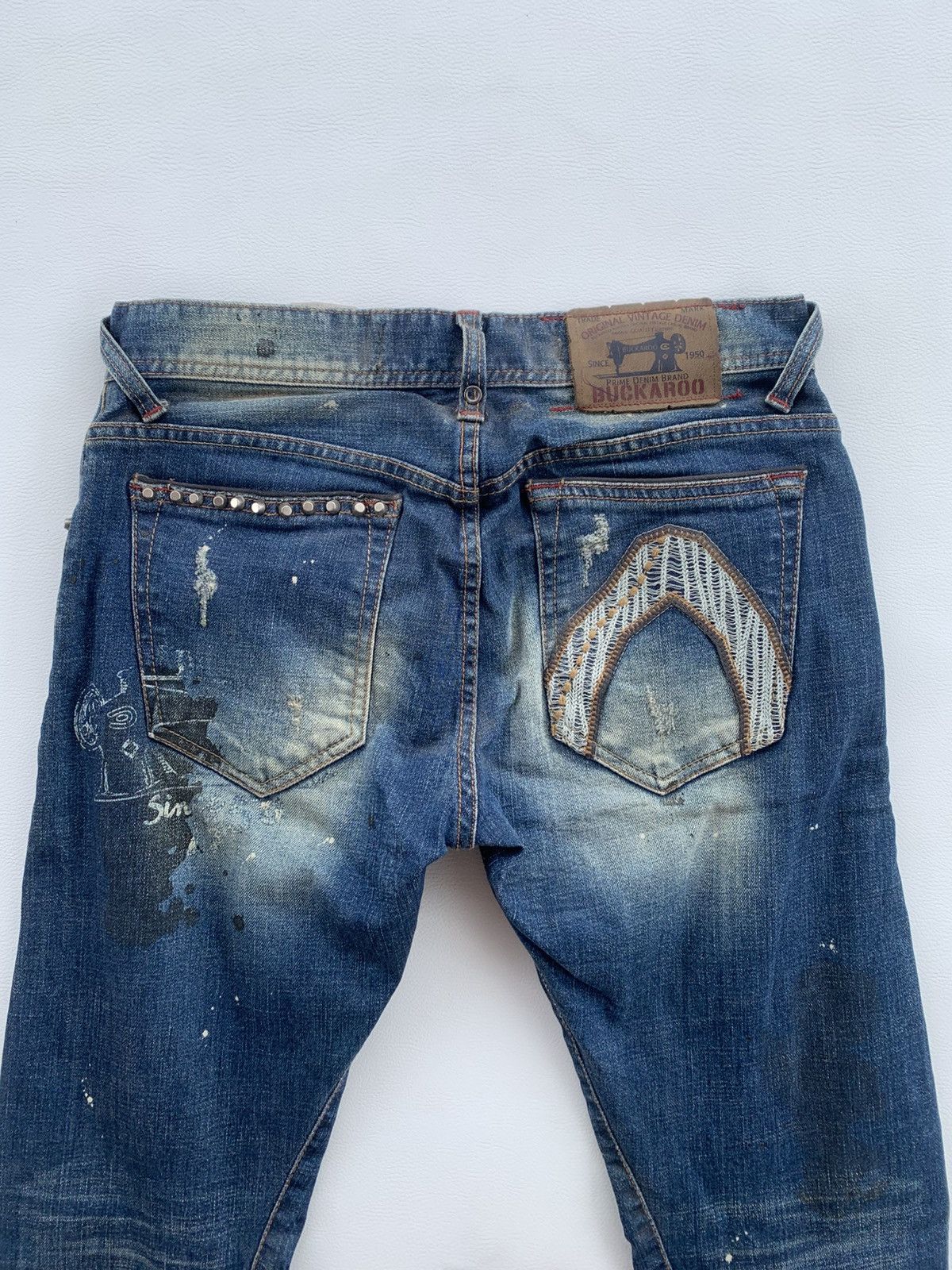 Japanese Brand Buckaroo Crazy Distressed Studded Japanese Slim Jeans Pants Size US 28 / EU 44 - 7 Thumbnail