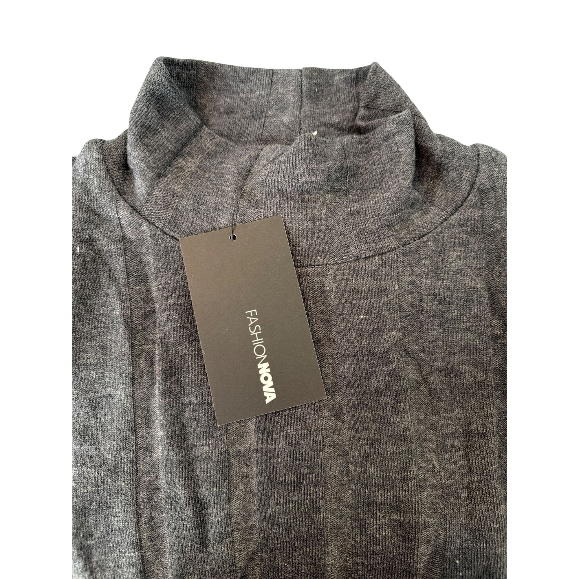 Fashion Nova Fashion Nova Having It Your Way Ribbed Sweater Dress Charcoa Size XL / US 12-14 / IT 48-50 - 6 Thumbnail