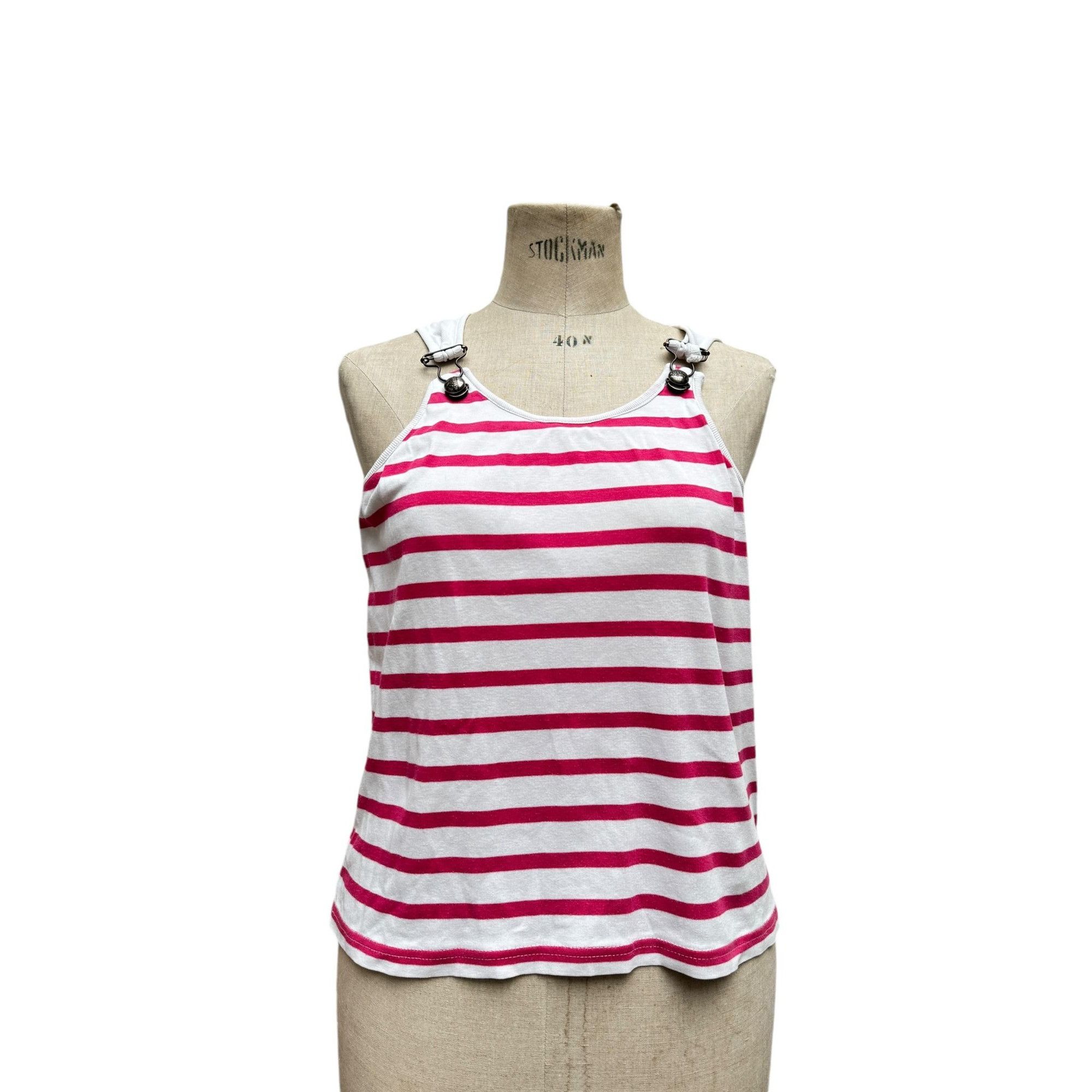 Jean Paul Gaultier Vintage Red White Striped Tank top Dungarees Size XS / US 0-2 / IT 36-38 - 1 Thumbnail