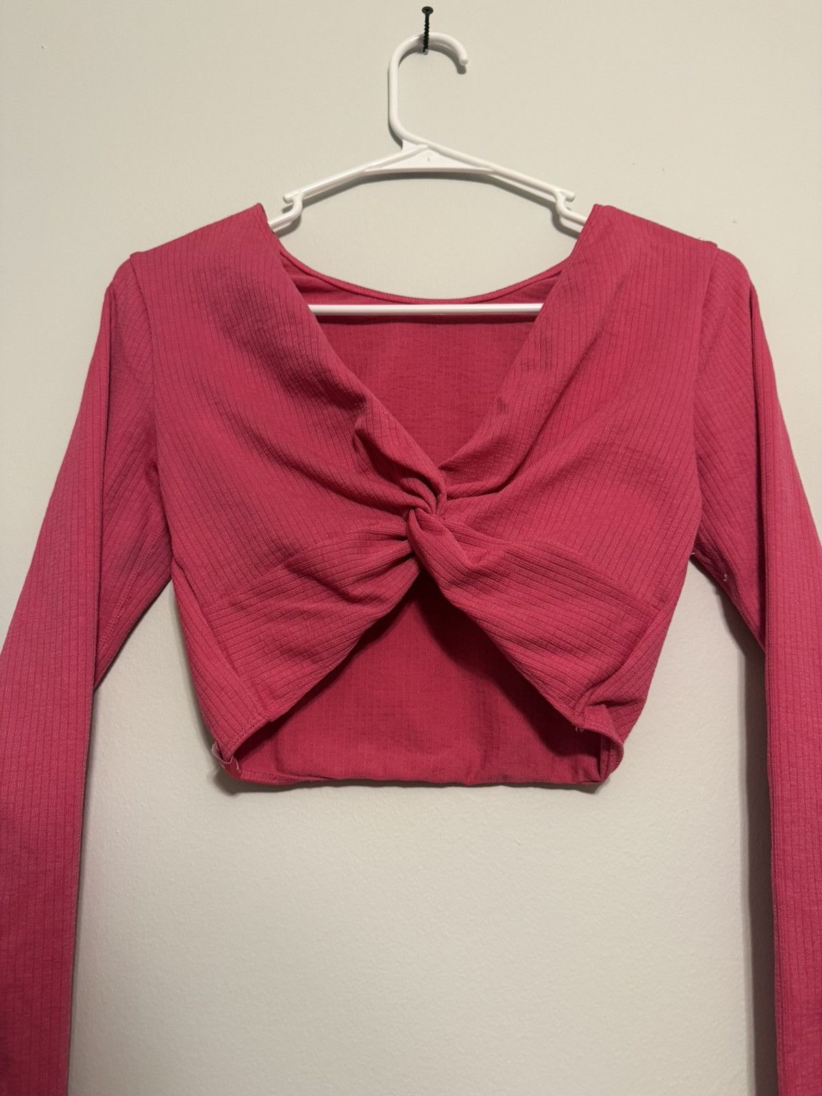 Other Joy Lab Twist-Front Ribbed Long Sleeve Crop Top - Hot Pink Size S / US 4 / IT 40 - 5 Thumbnail