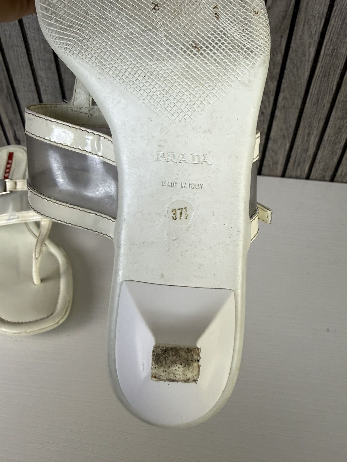 Prada PRADA Beige Leather Clear Thong Kitten Heel Sandals EU 37.5 Size US 7.5 / IT 37.5 - 9 Thumbnail