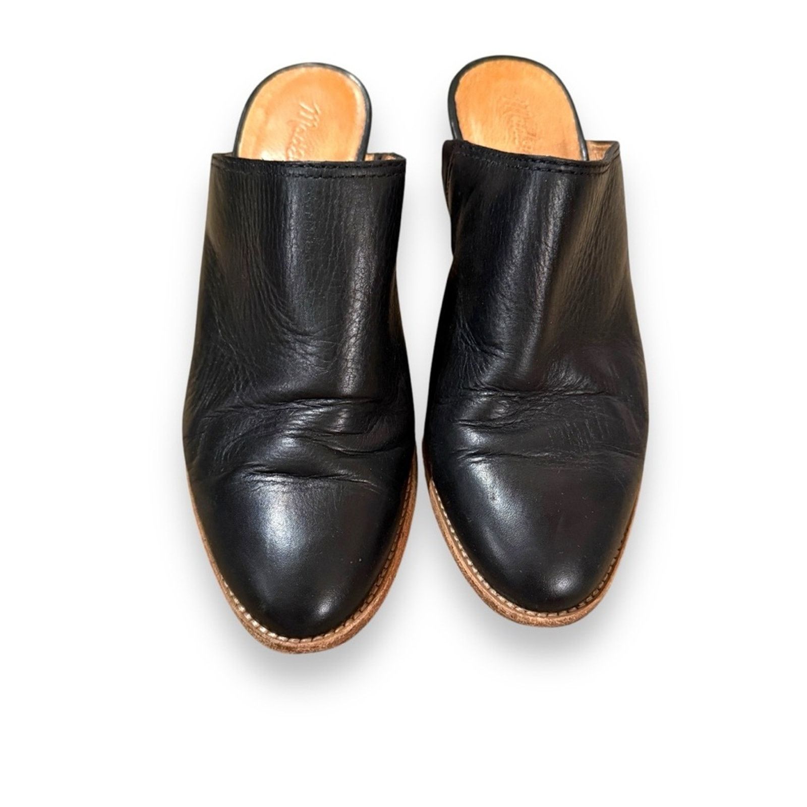 Madewell Madewell The Harper Black Leather Stacked Heel Mules Sz 6.5 Size US 6.5 / IT 36.5 - 2 Thumbnail