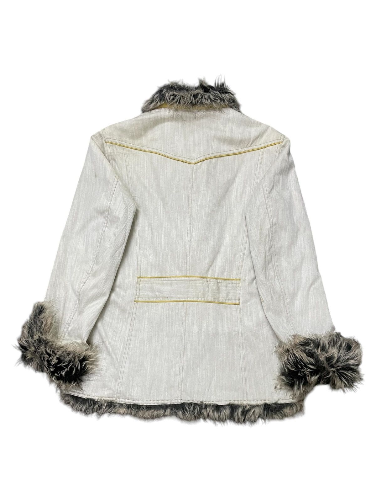 If Six Was Nine × Le Grande Bleu (L.G.B.) × Vintage Hideaways Japan Cyber Grunge Fur Afghan Denim Coat Jacket Size US M / EU 48-50 / 2 - 3 Thumbnail