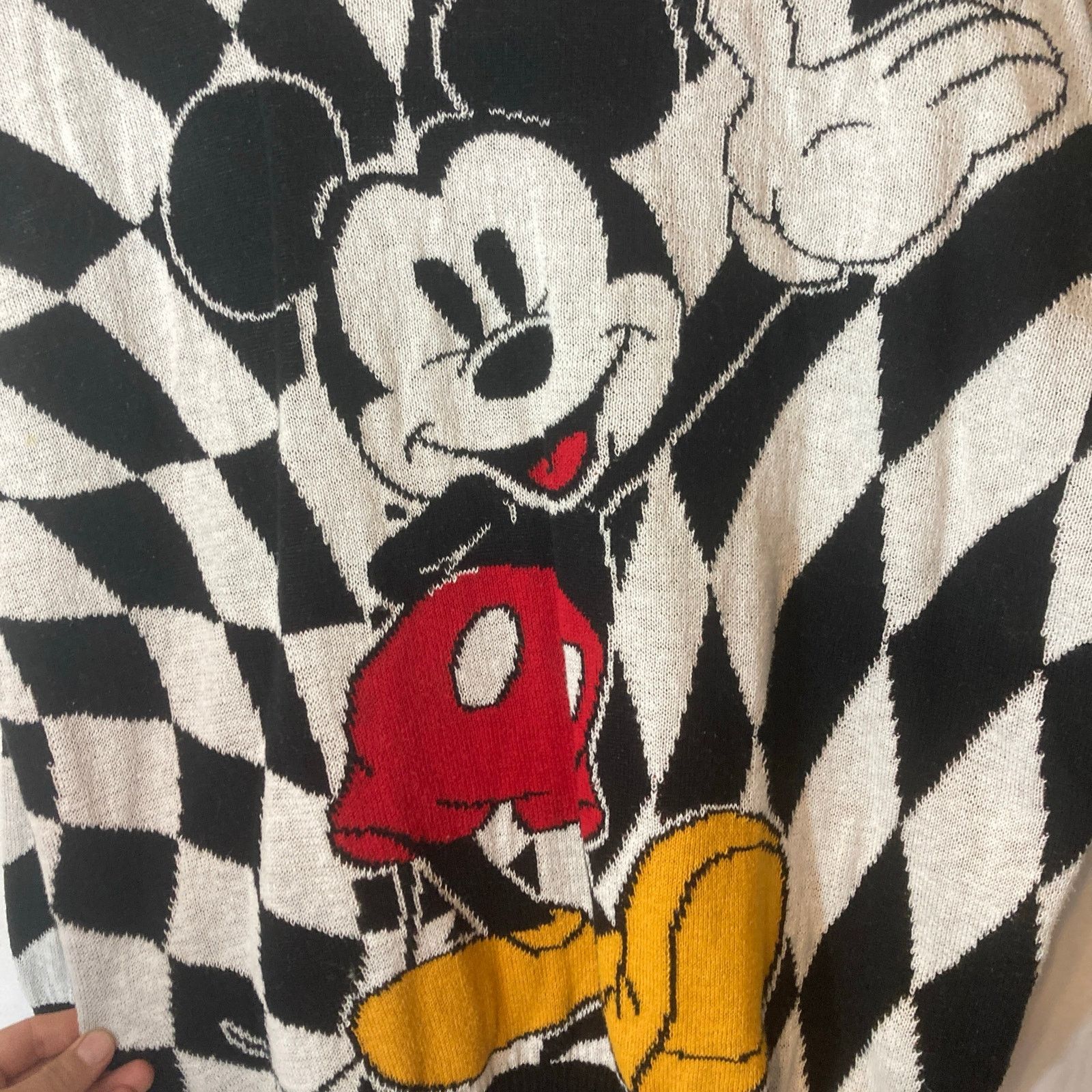 Disney Disney Mickey Mouse Black White Checkerboard Knit Sweater Size L / US 10 / IT 46 - 4 Thumbnail