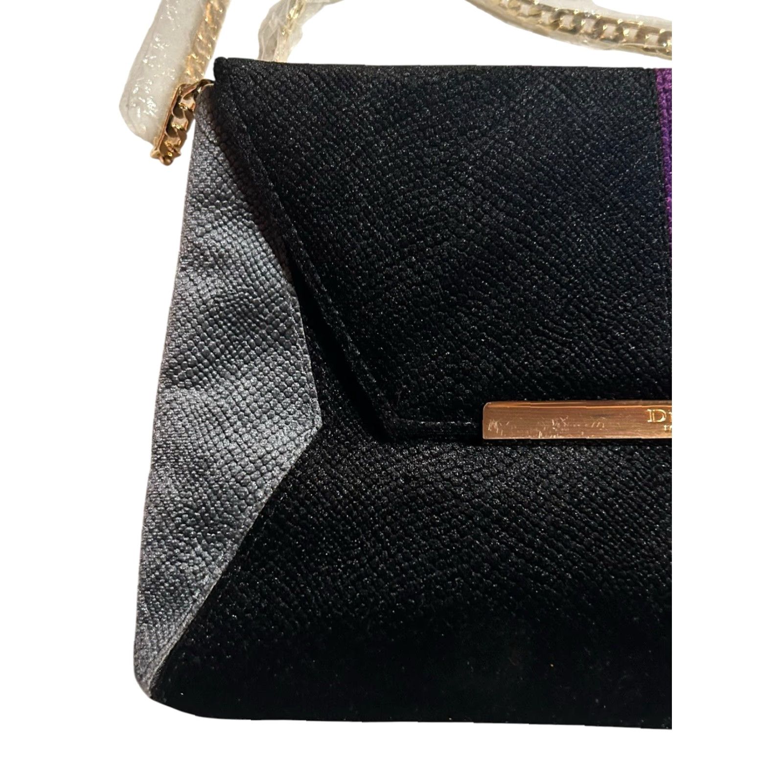 Vintage Dune London Crossbody Purse Black & Purple Velvet NWT Chain Strap Handbag Women VINTAGE? Size ONE SIZE - 6 Thumbnail