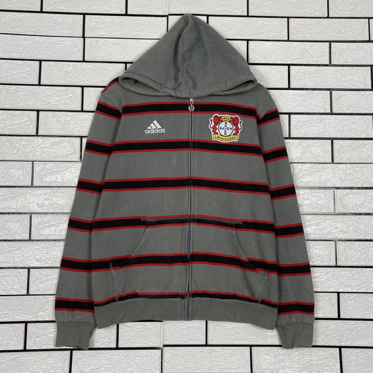 Adidas Vintage Hoodie Zipper Adidas Striped Bayer 04 Leverkusen Size US L / EU 52-54 / 3 - 2 Thumbnail