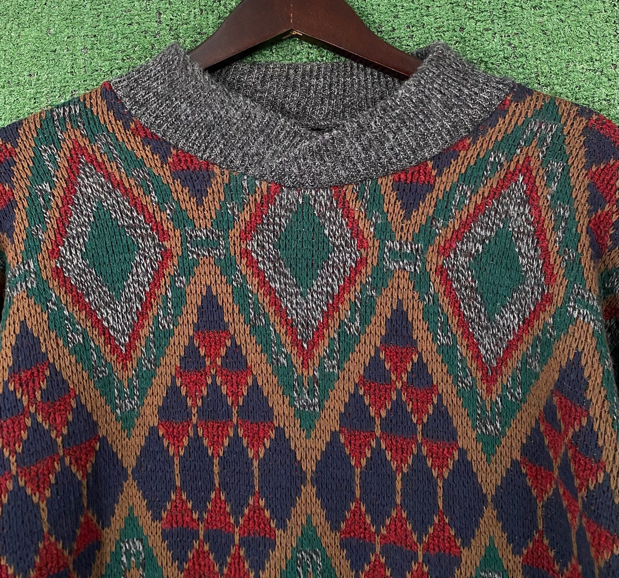 Vintage 90’s Shawl Collar Geometric Patterned Knit Sweater Medium Size US M / EU 48-50 / 2 - 2 Thumbnail