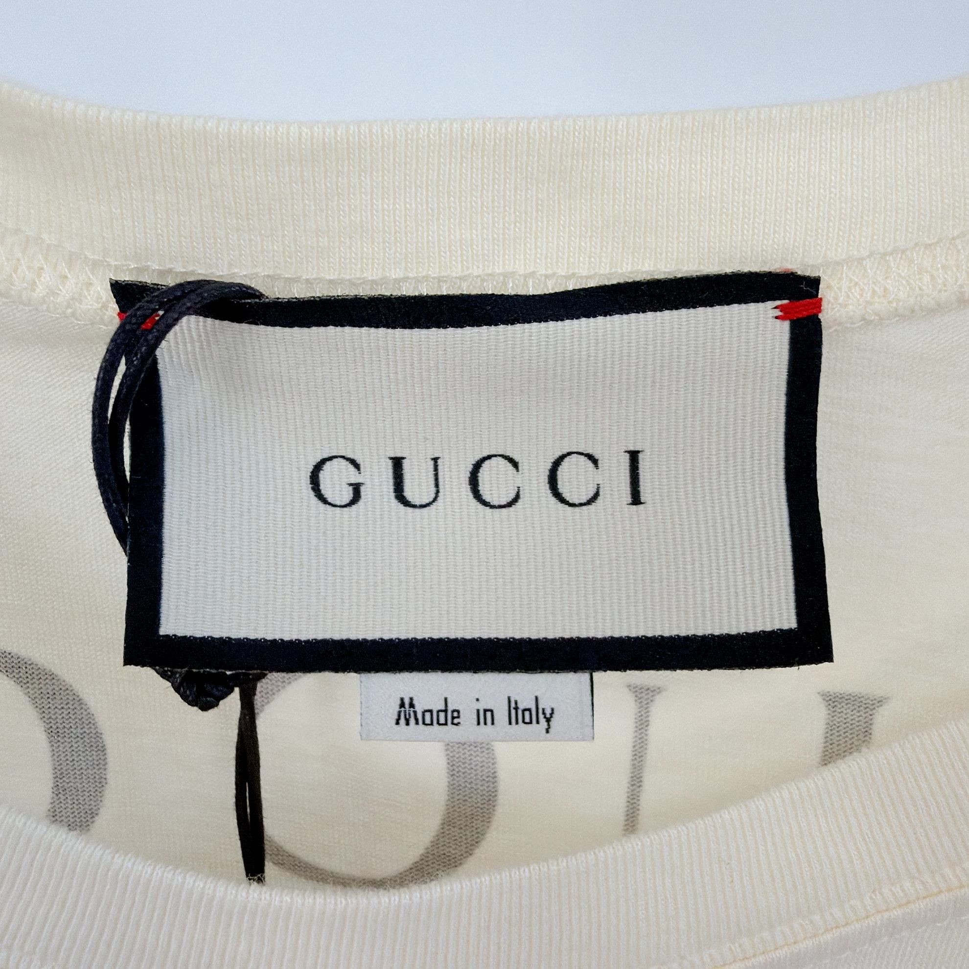 Gucci Gucci Beige Logo Tee M With Tags 5424 Size US M / EU 48-50 / 2 - 7 Thumbnail