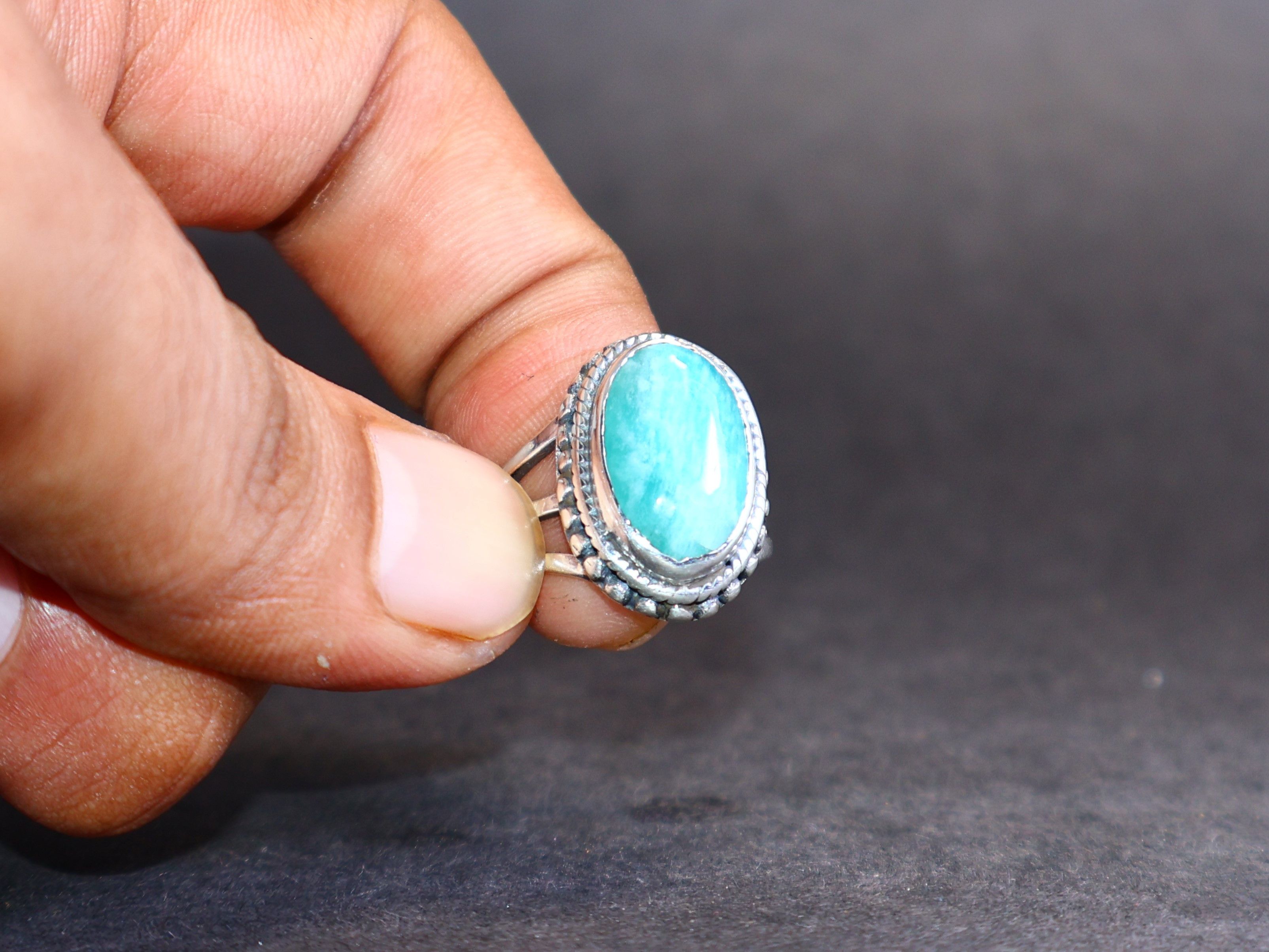 Handmade Amazonite Ring, 925 Sterling Silver Handmade Women Ring Size ONE SIZE - 6 Thumbnail