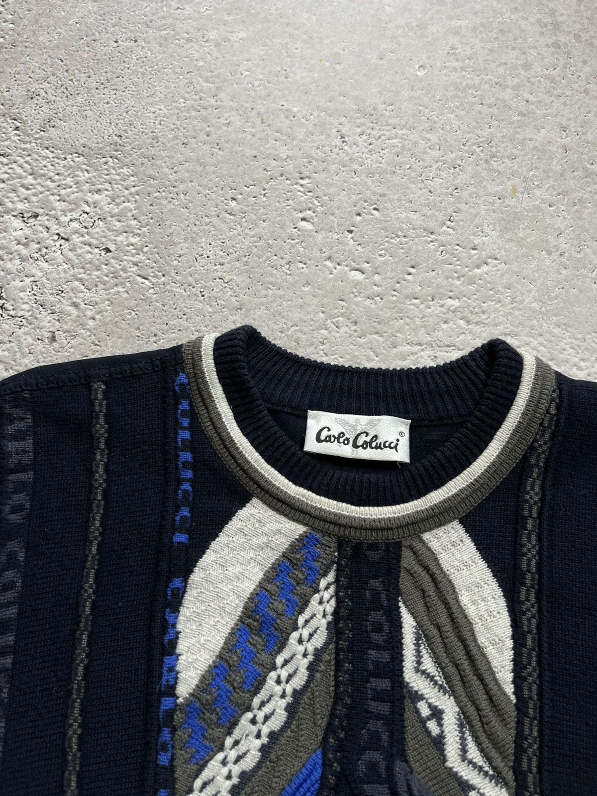 Carlo Colucci × Vintage Carlo Colucci 3D Knit Sweater – Linen Back & Sleeves, Rare Size US L / EU 52-54 / 3 - 5 Thumbnail
