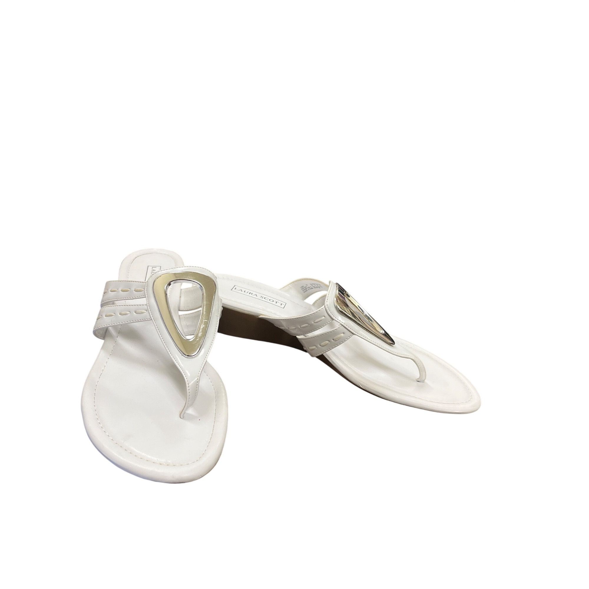 Other Laura Scott wms white silver accent slip open toe sandals sz Size US 9.5 / IT 39.5 - 1 Thumbnail