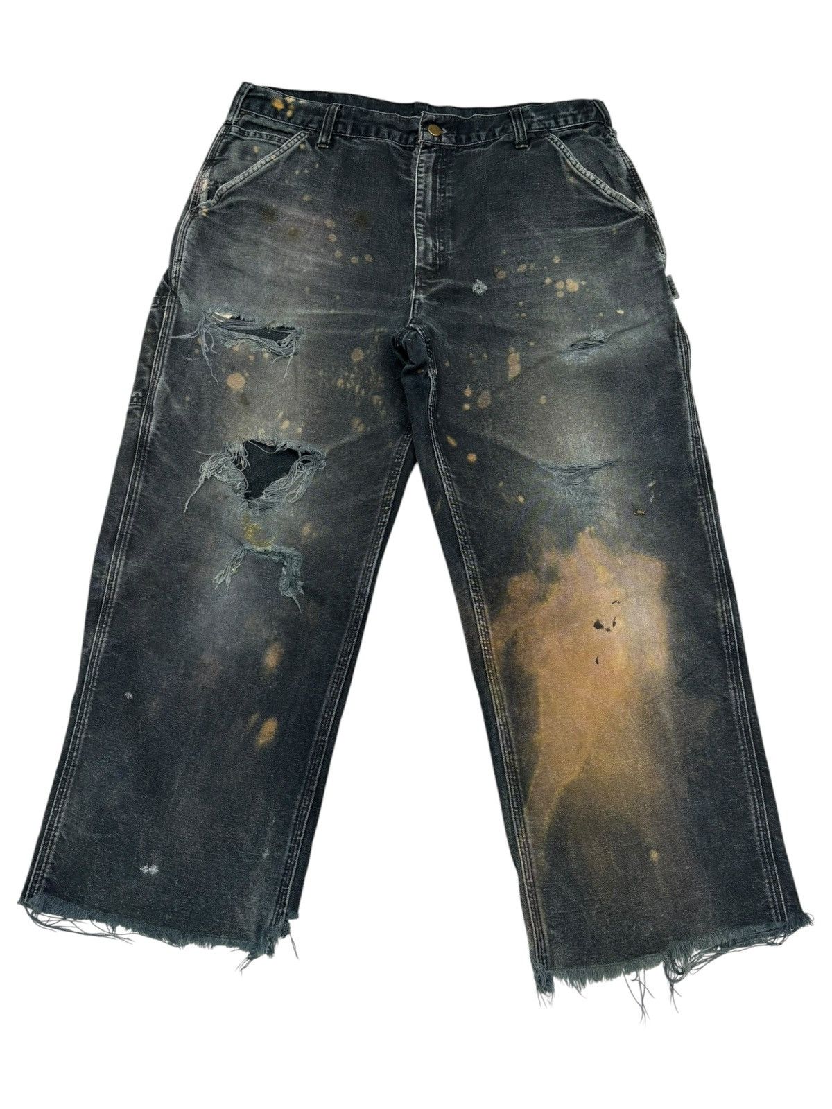 Kapital CARHARTT THRASHED DISTRESSED TYE DYE CUT LEG BAGGY JEANS Size US 36 / EU 52 - 1 Thumbnail