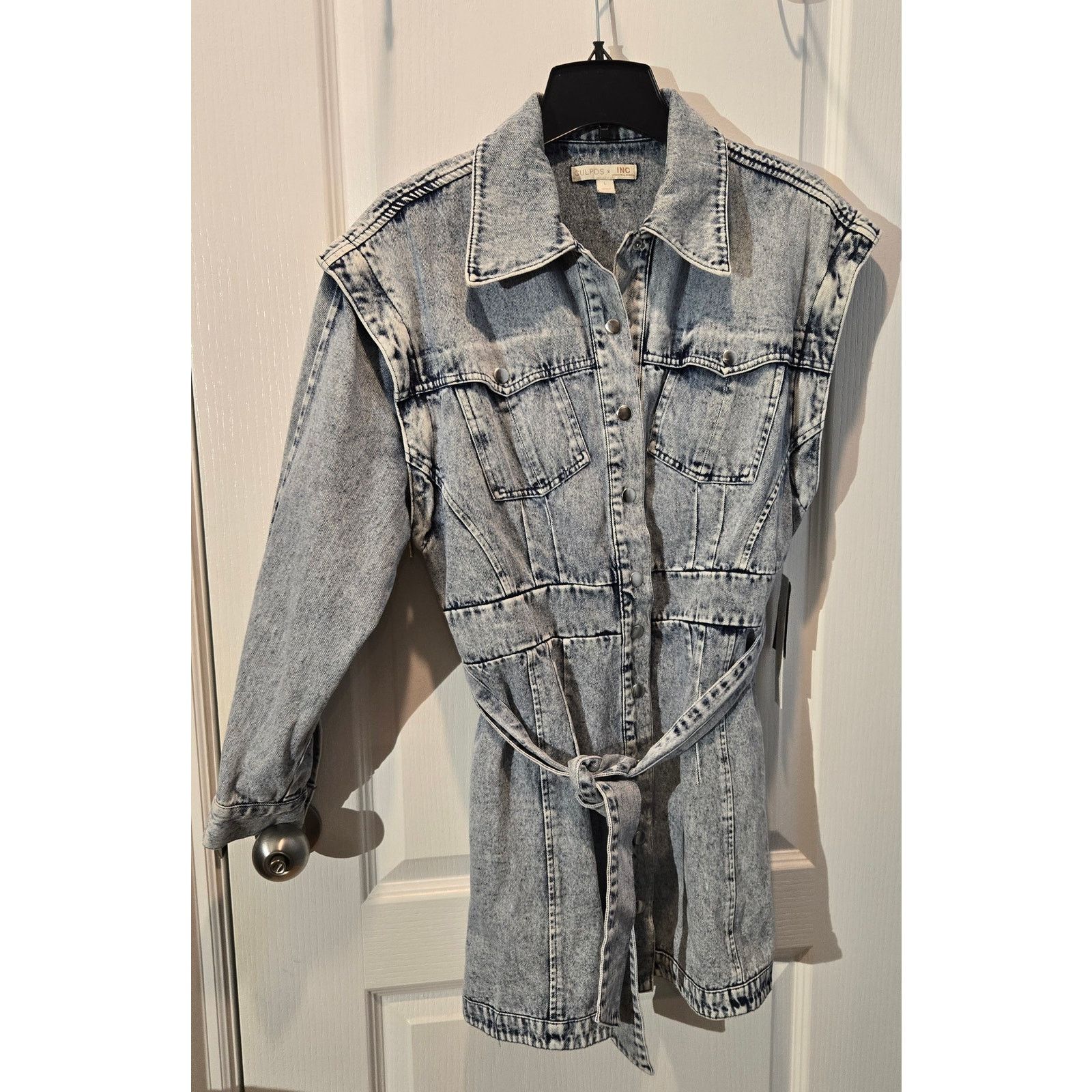 Other NWT denim dress convertible sleeves Culpos X INC sz L Size L / US 10 / IT 46 - 8 Thumbnail