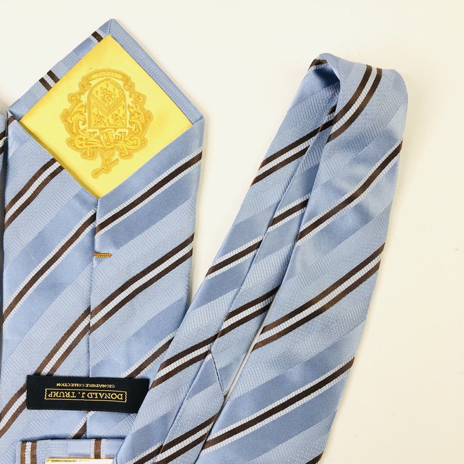 Donald Trump Donald J. Trump 100% Silk Men Tie Striped Blue Size ONE SIZE - 3 Thumbnail