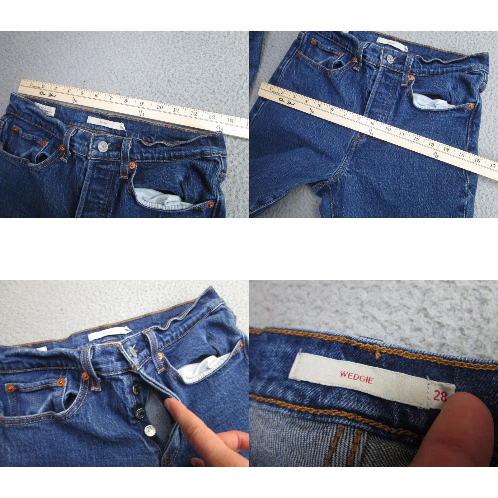 Levi's Levi's Wedgie Straight Jeans Womens 28 Blue High Rise Button Fly Stretch Big E Jeans Women Slim Rise 28 in Medium Blue Denim Size 28" / US 6 / IT 42 - 8 Thumbnail