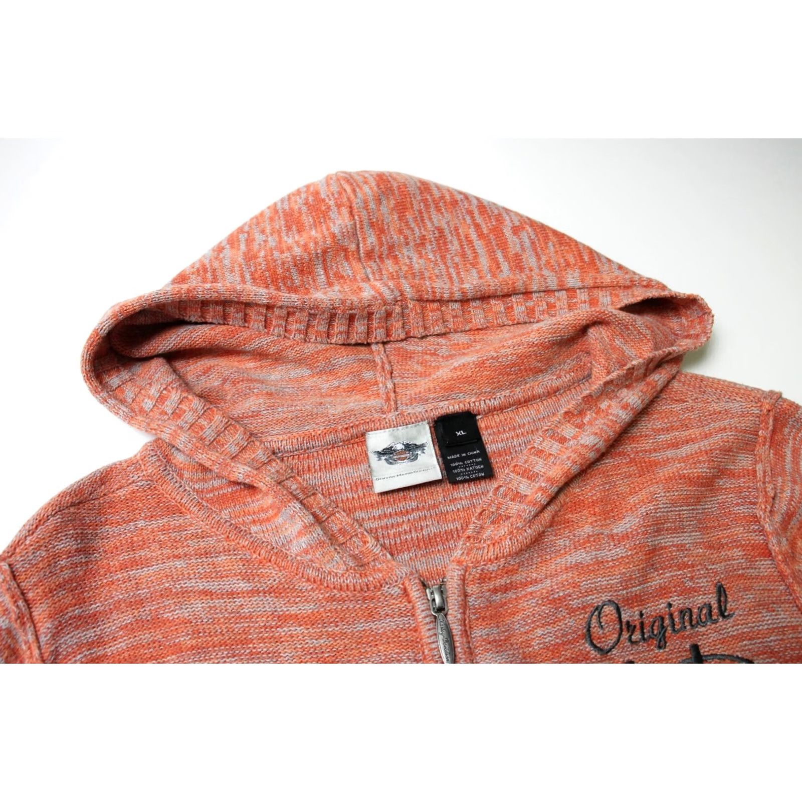 Harley Davidson HARLEY-DAVIDSON Jumper Women's XL Zipped Up Knitted Melange Orange Peach Hoodie Size XL / US 12-14 / IT 48-50 - 4 Thumbnail