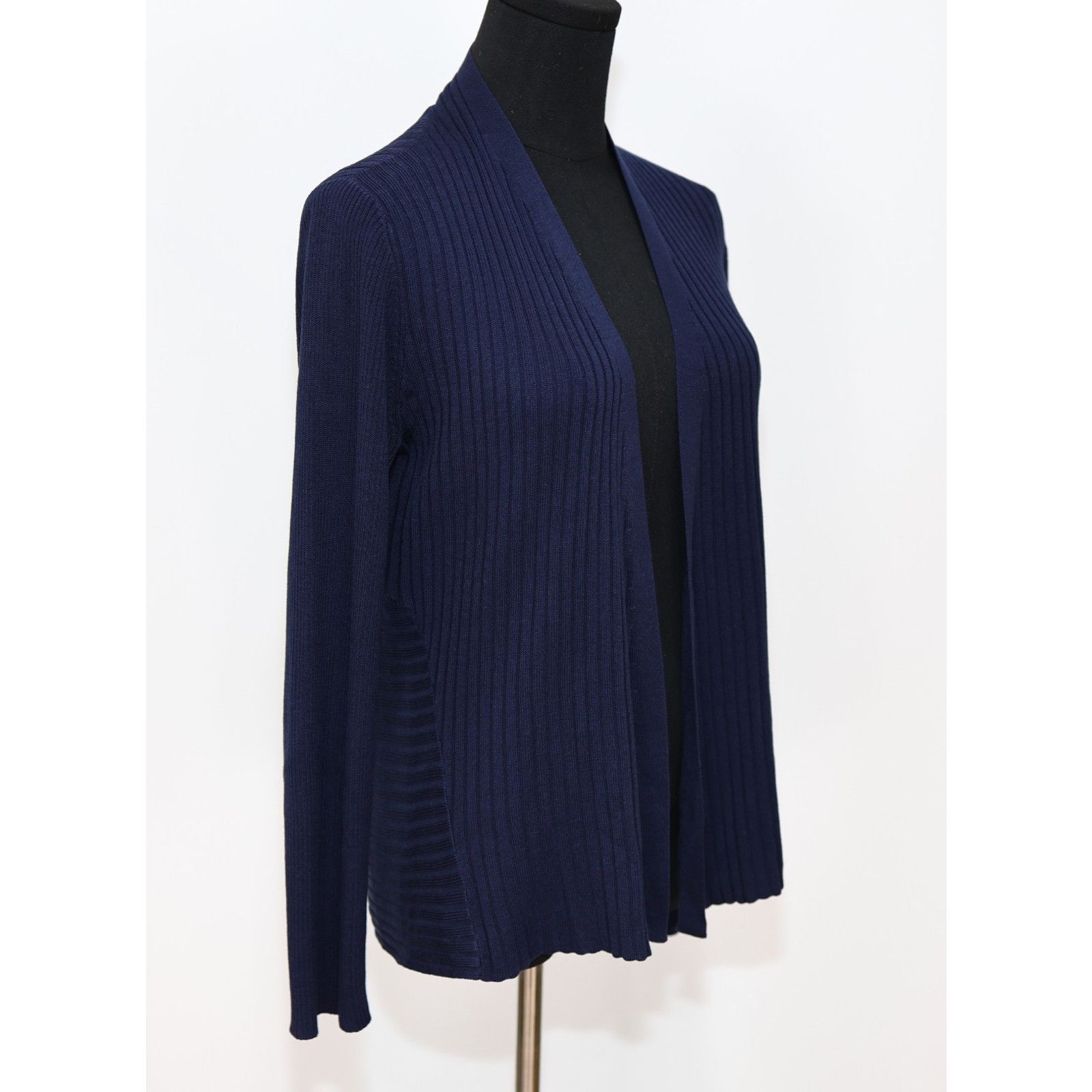 Eileen Fisher EILEEN FISHER Blue Open Front Pointed Hem Ribbed Cardigan PS Size S / US 4 / IT 40 - 3 Thumbnail