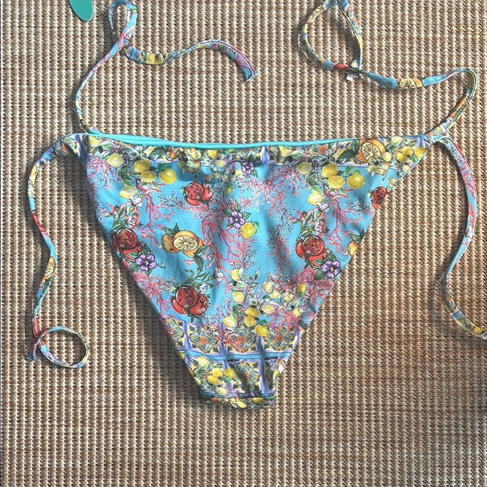 Other NWT Antica Sartoria Positano Blue Floral String Tie Bikini L Size ONE SIZE - 8 Thumbnail